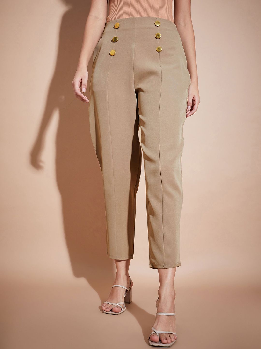 SASSAFRAS BASICS Women Front Darted High-Rise Trousers Price in India