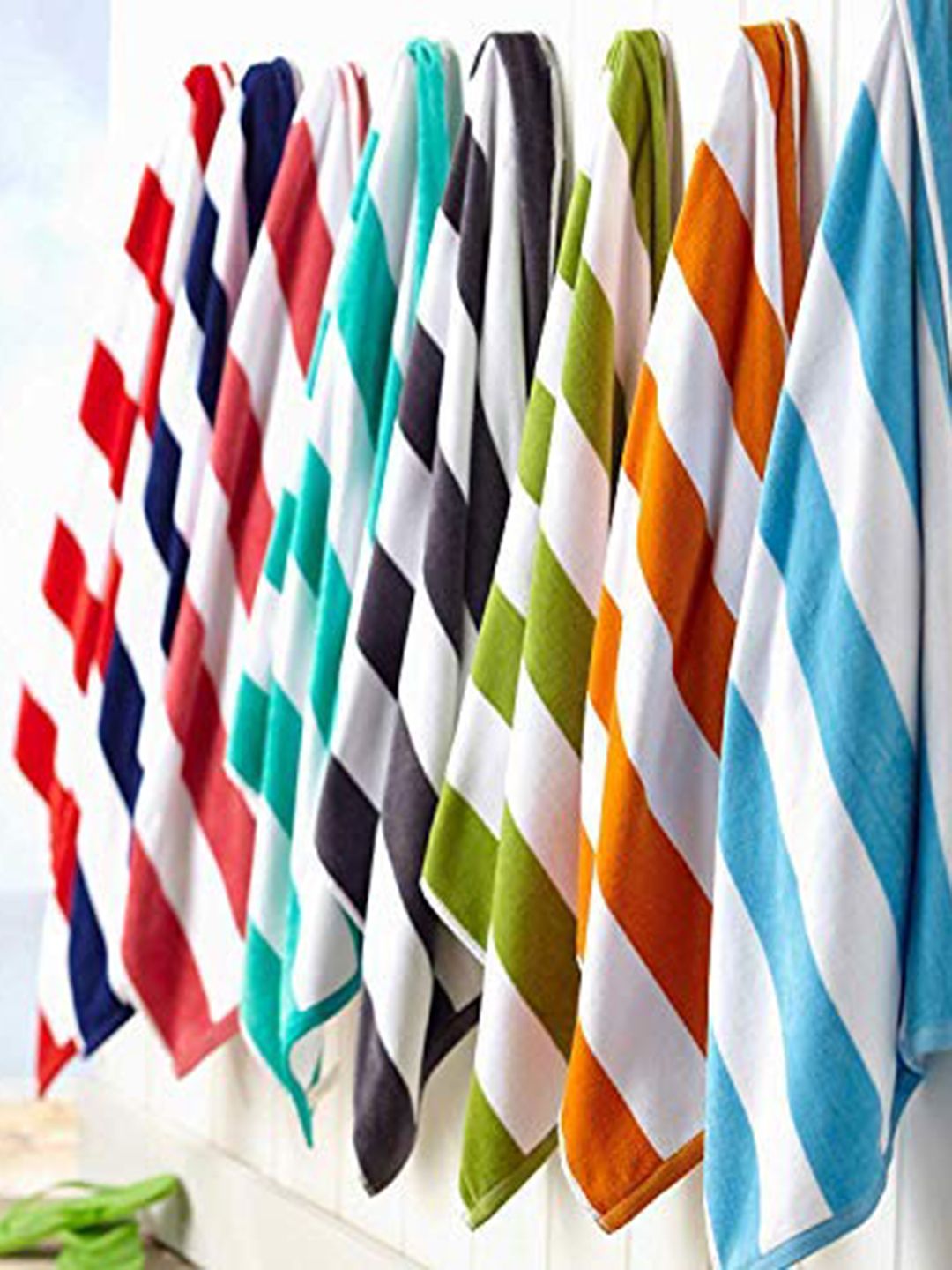 Lushomes Beige & White Striped 150 GSM Cotton Bath Towel