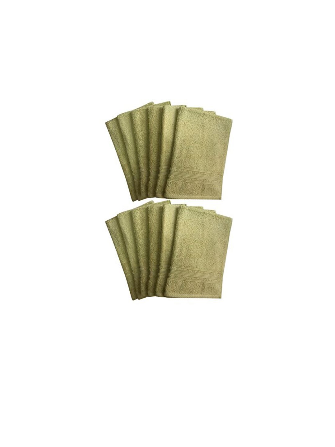 Lushomes Green 12 Pieces Self Design 450 GSM Anti Microbial Pure Cotton Hand Towel Set