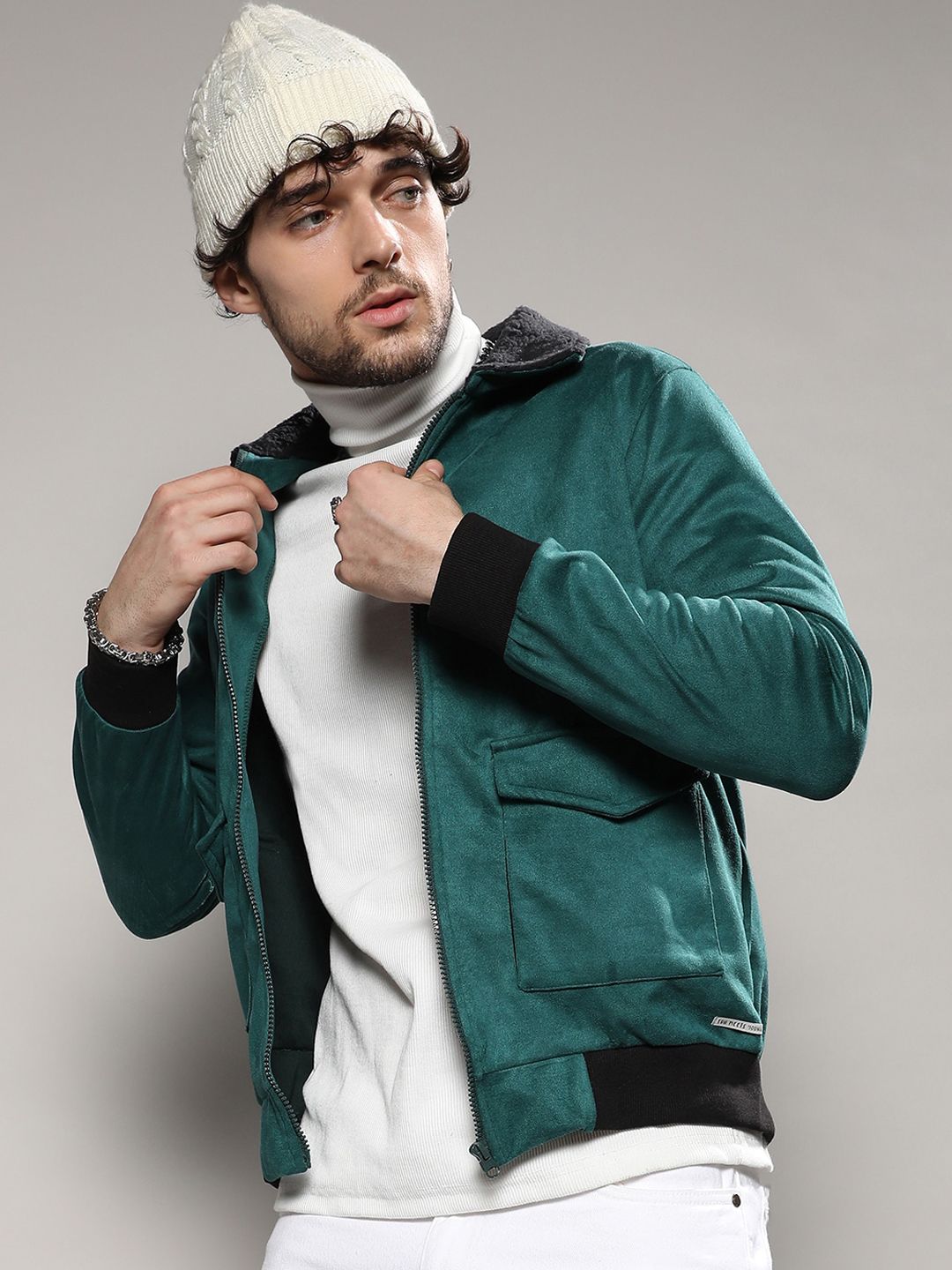 CAHOOT Green Fleece Collar Windcheater Cotton Bomber Jacket