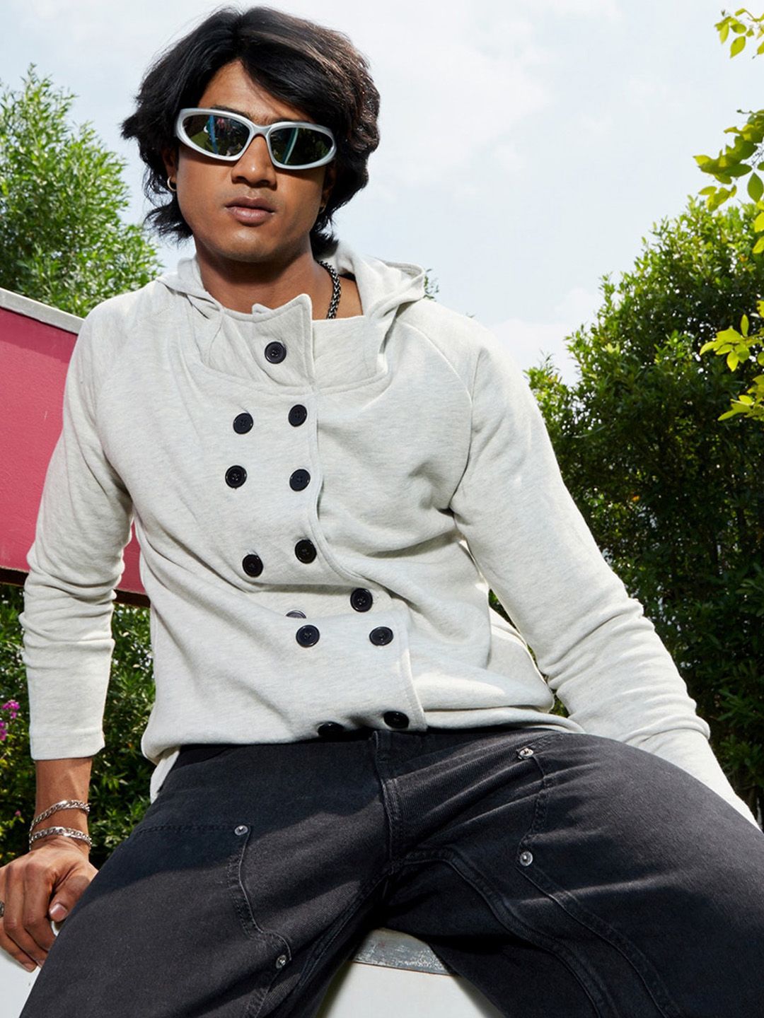 CAHOOT Hooded Windcheater Double-Breasted Cotton Tailored Jacket