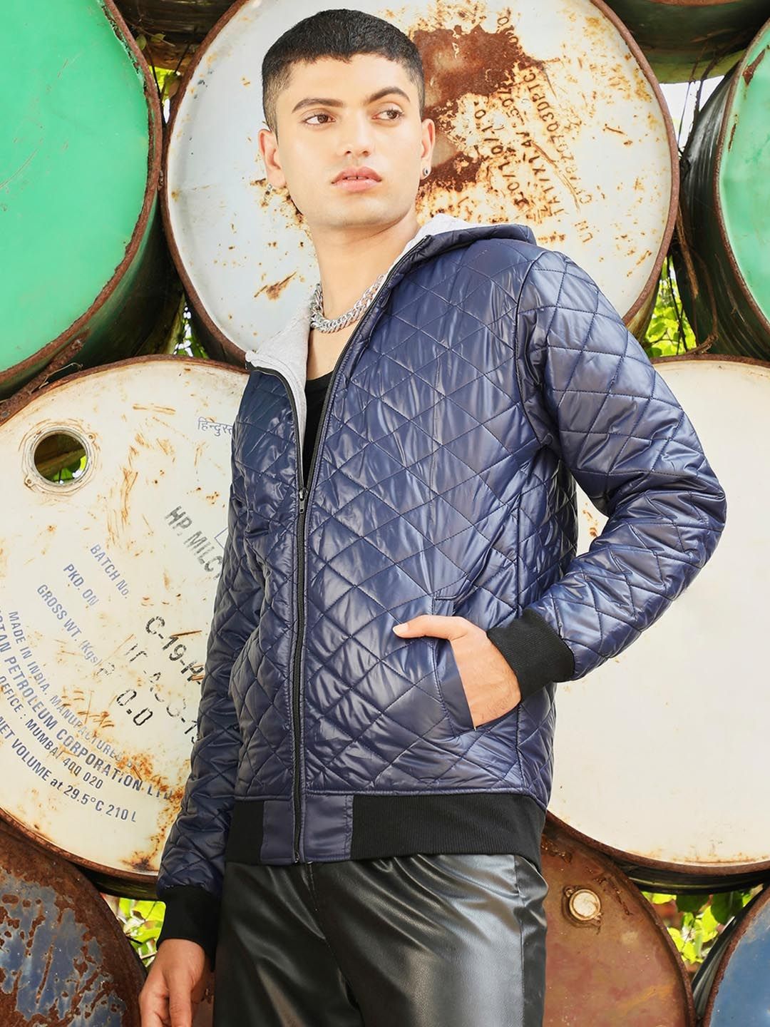 CAHOOT Blue Hooded Windcheater Quilted Jacket