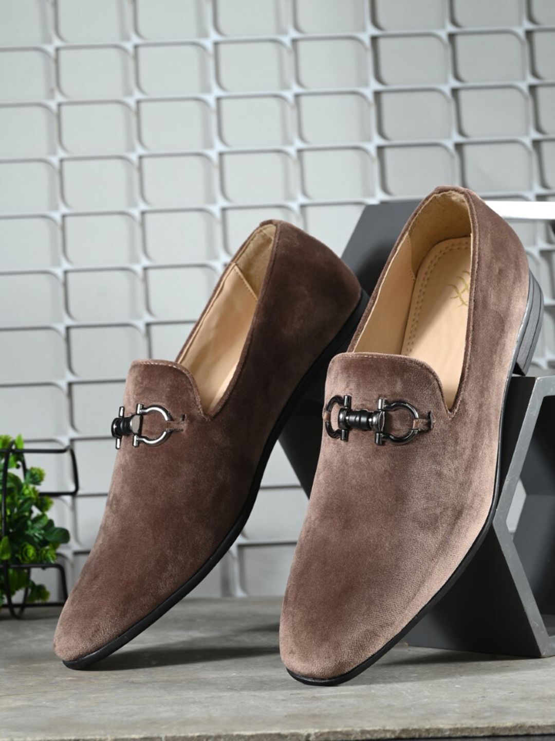 House of Pataudi Men Buckled Slip-On Formal Loafers