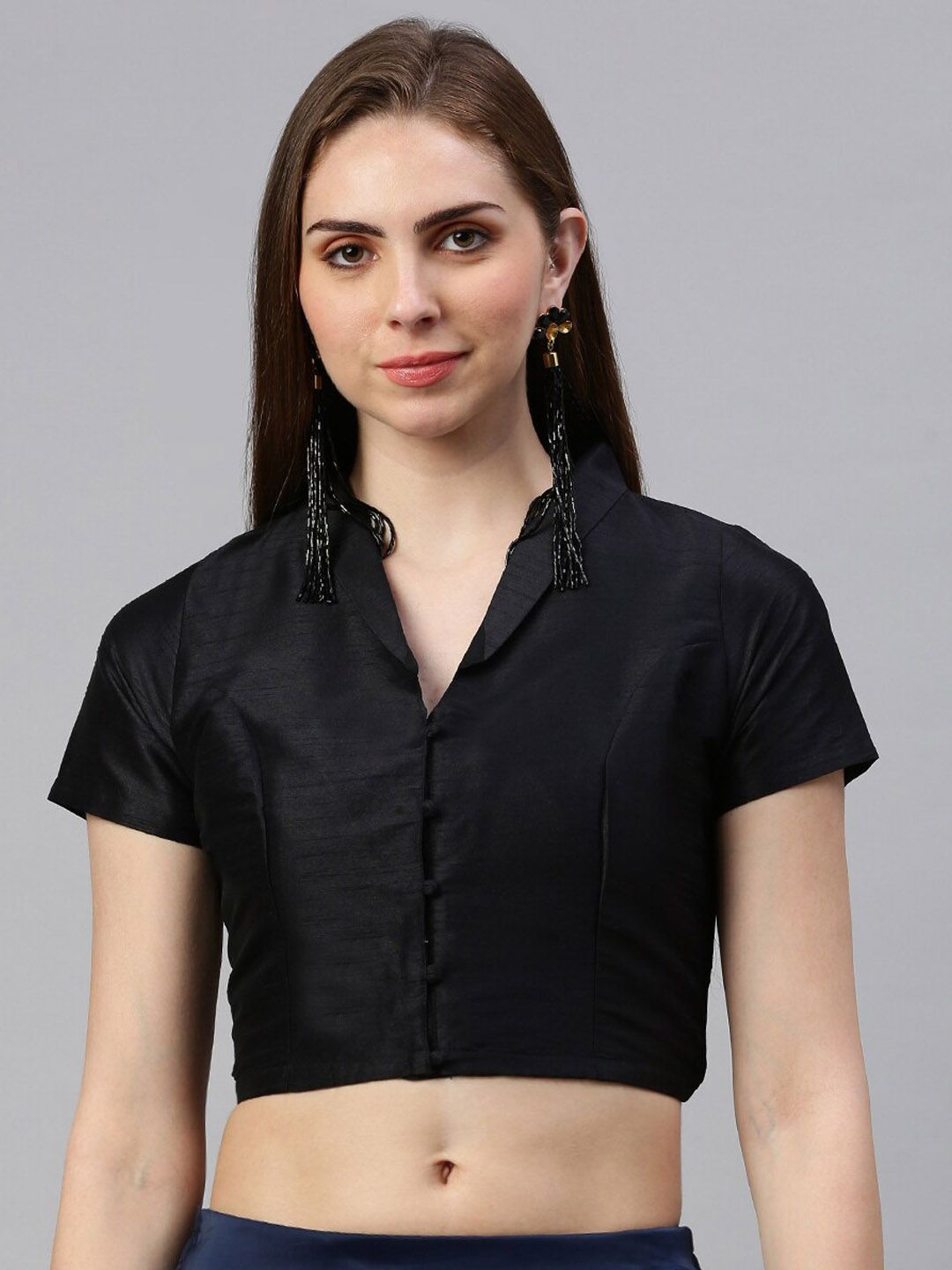 De Moza V-Neck Short Sleeves Saree Blouse