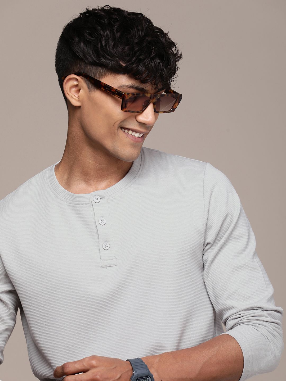 WROGN Henley Neck Ribbed Slim Fit T-shirts