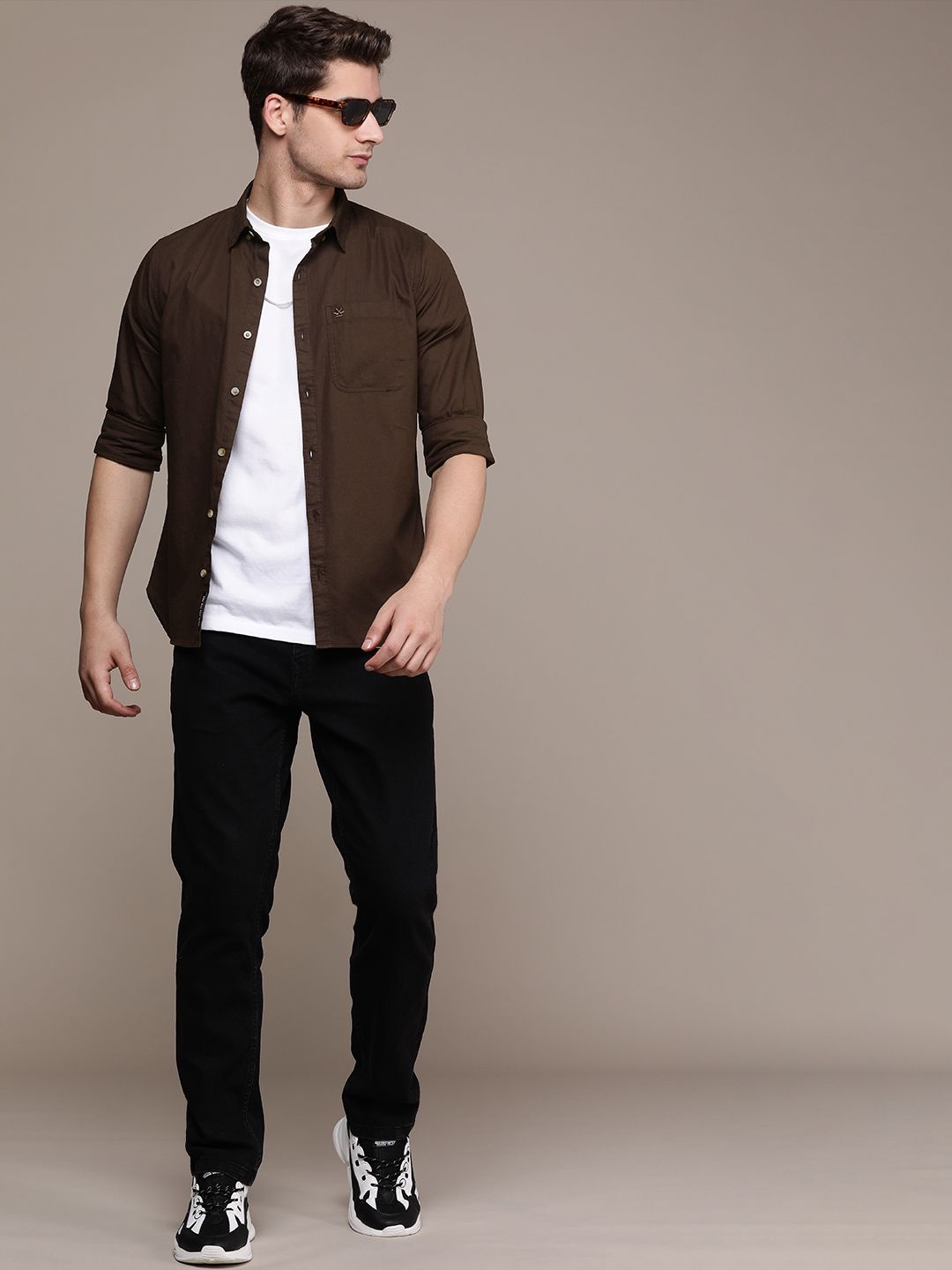 WROGN Pure Cotton Slim Fit Casual Shirt
