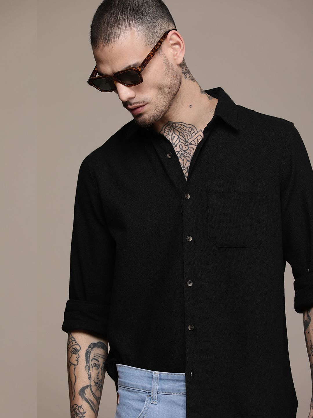 WROGN Pure Cotton Slim Fit Casual Shirt