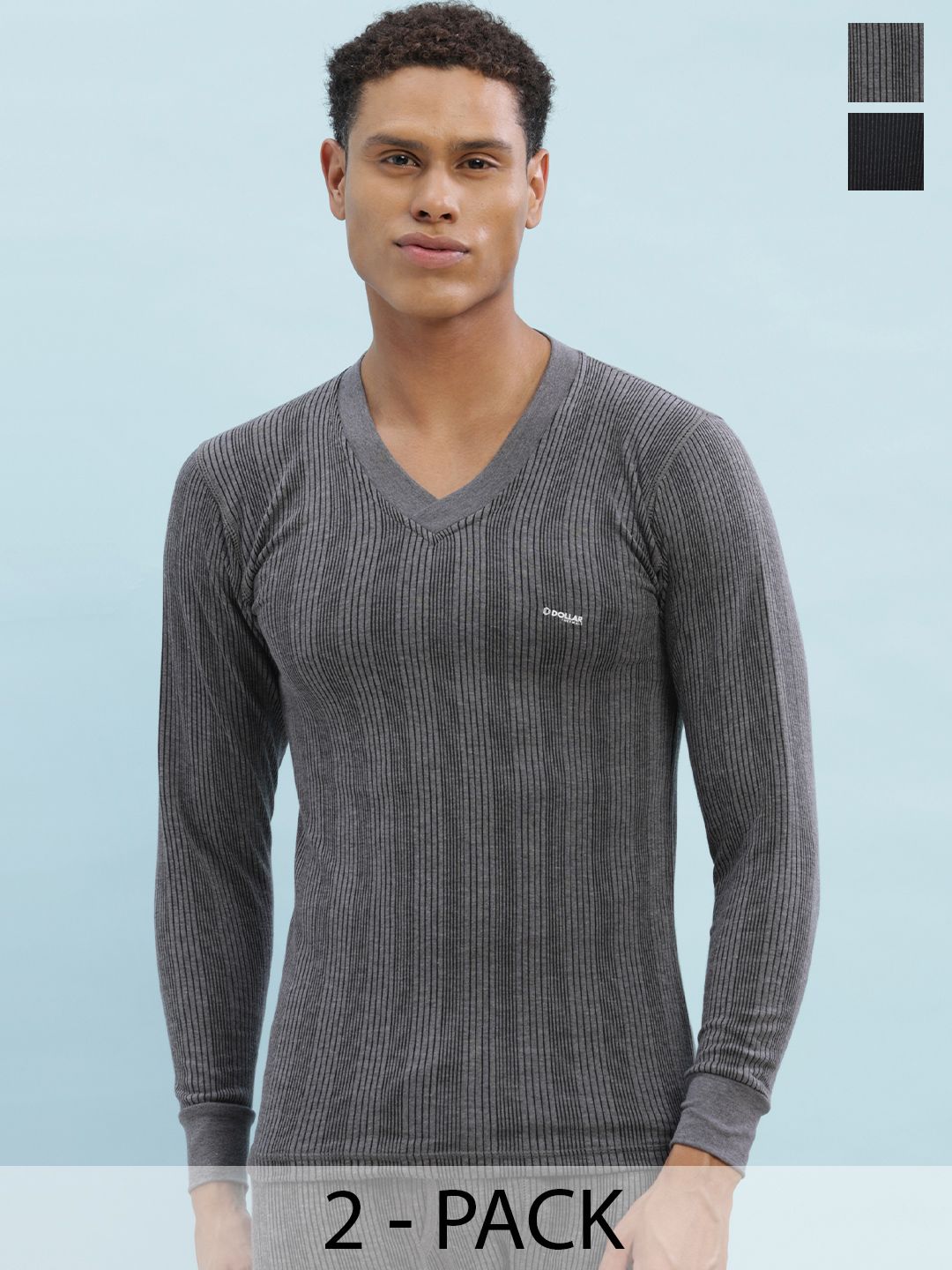 Dollar Ultra Pack Of 2 V-Neck Cotton Thermal Tops