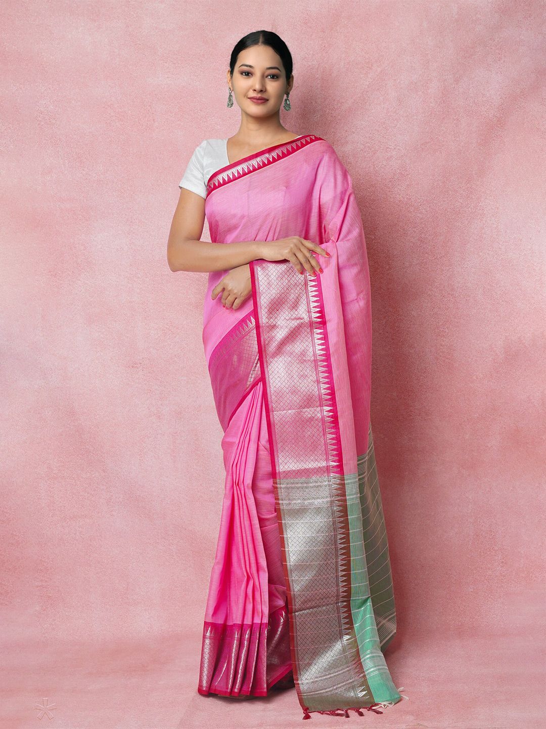 Unnati Silks Zari Detail Pure Silk Handloom Narayan Peth Saree Price in India