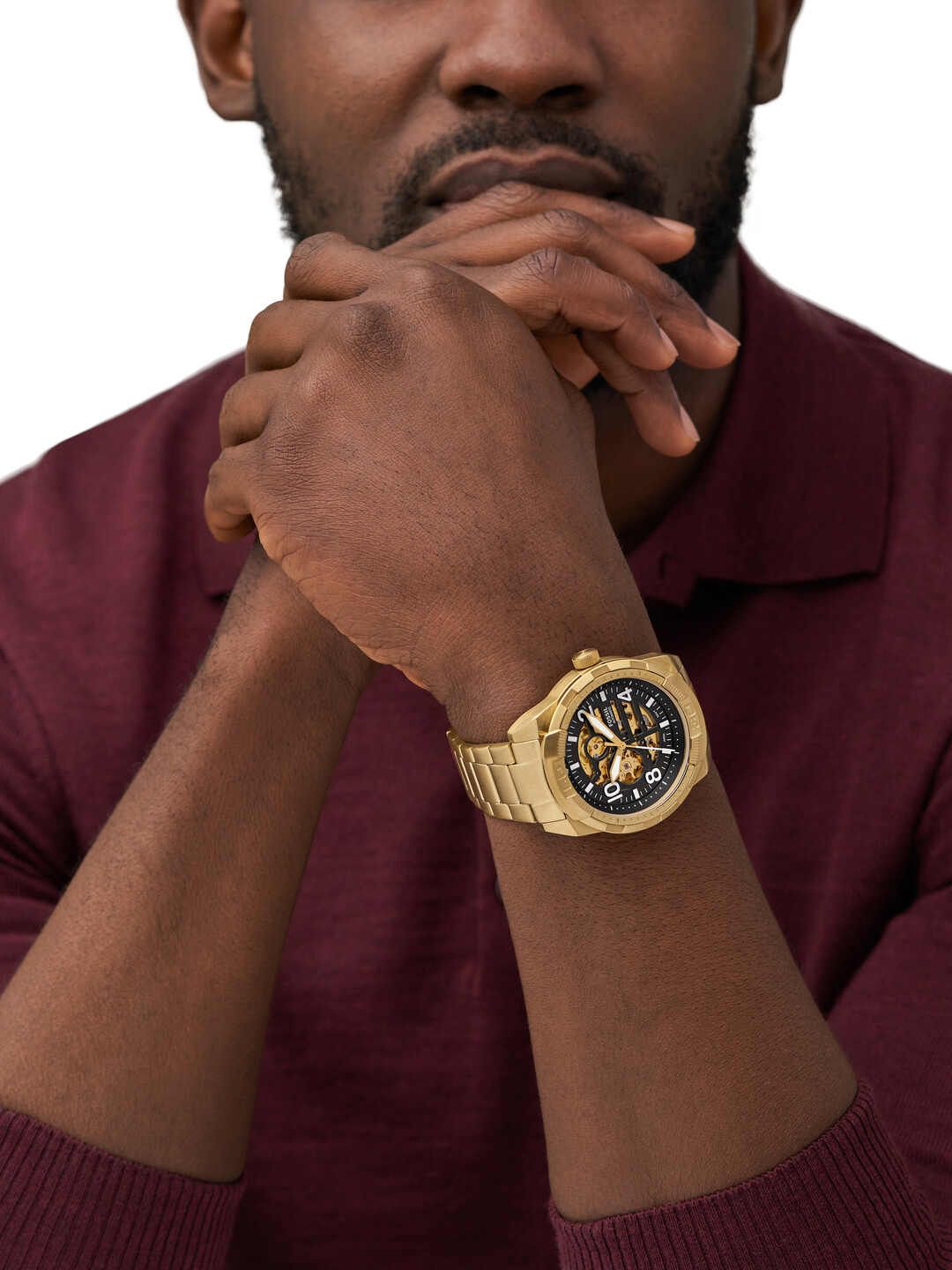 Buy Fossil Men Textured Dial & Stainless Steel Straps Analogue