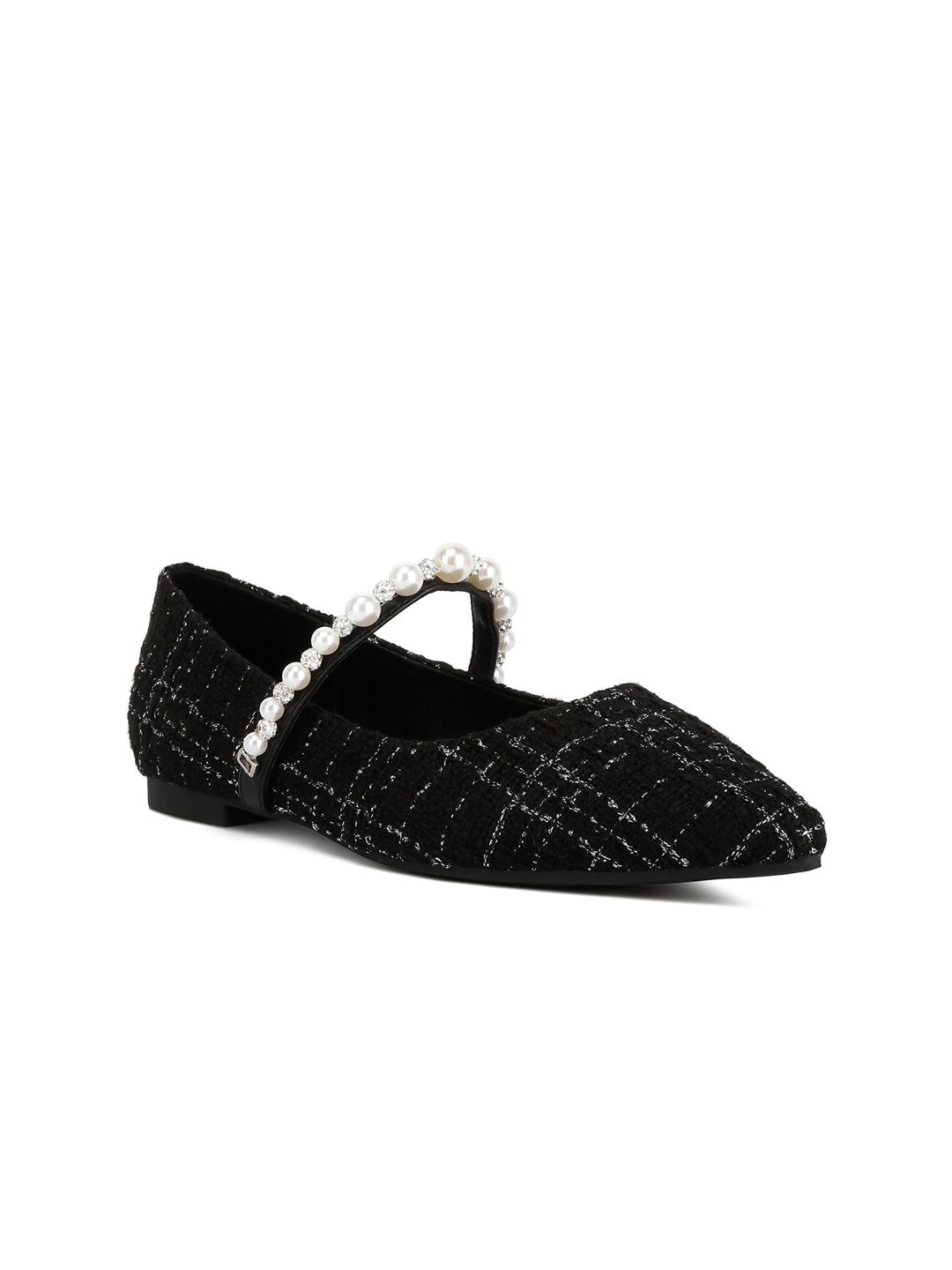 London Rag Mowie Tweed Textured Embellished Ballerinas