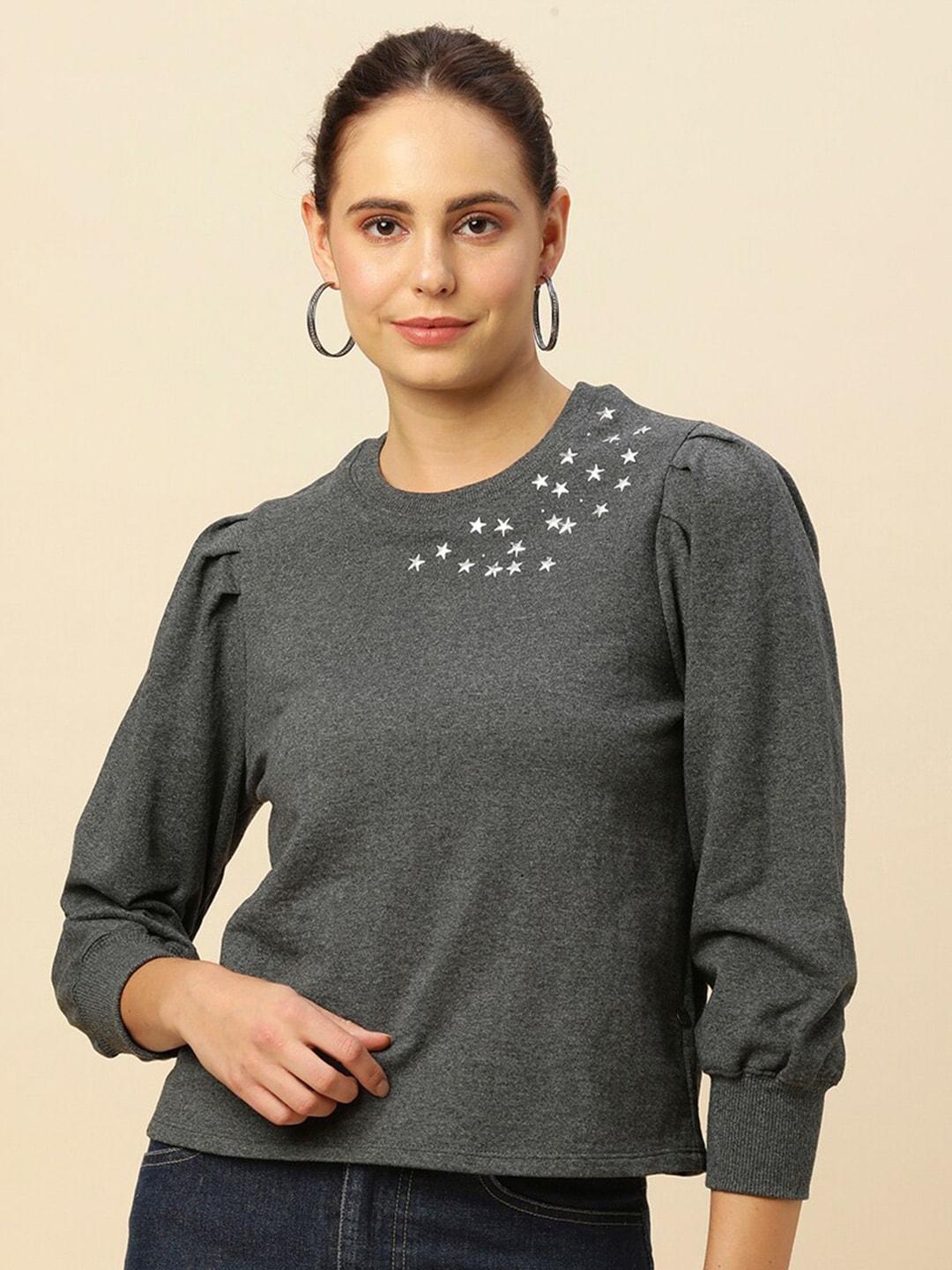 Chemistry Puff Sleeves Embellished Detail Top Price in India