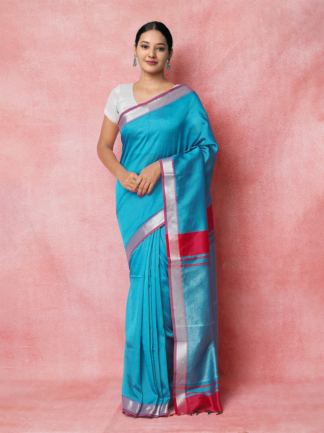 Unnati Silks Woven Design Pure Silk Mangalagiri Saree Price in India