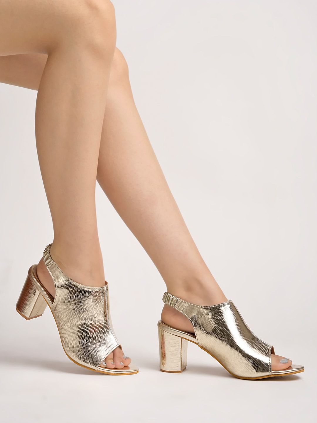 Shoetopia Textured Block Mules With Backstrap