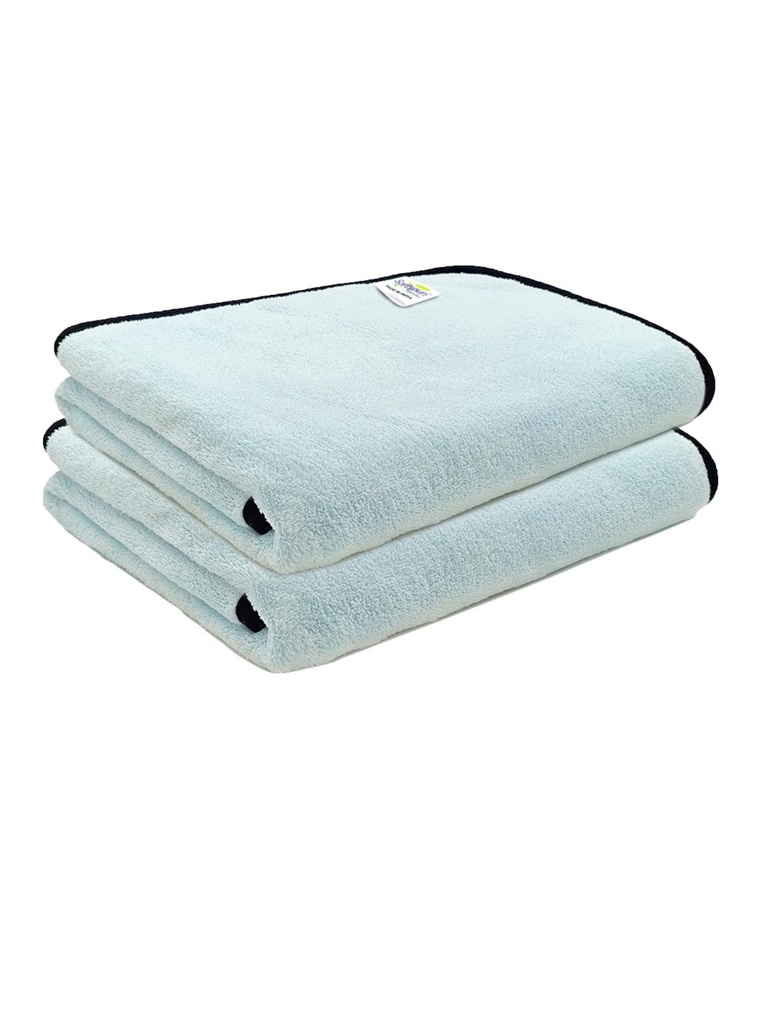Softspun Microfiber Blue & Black 2 Pieces 300 GSM Anti-Bacterial Bath Towels