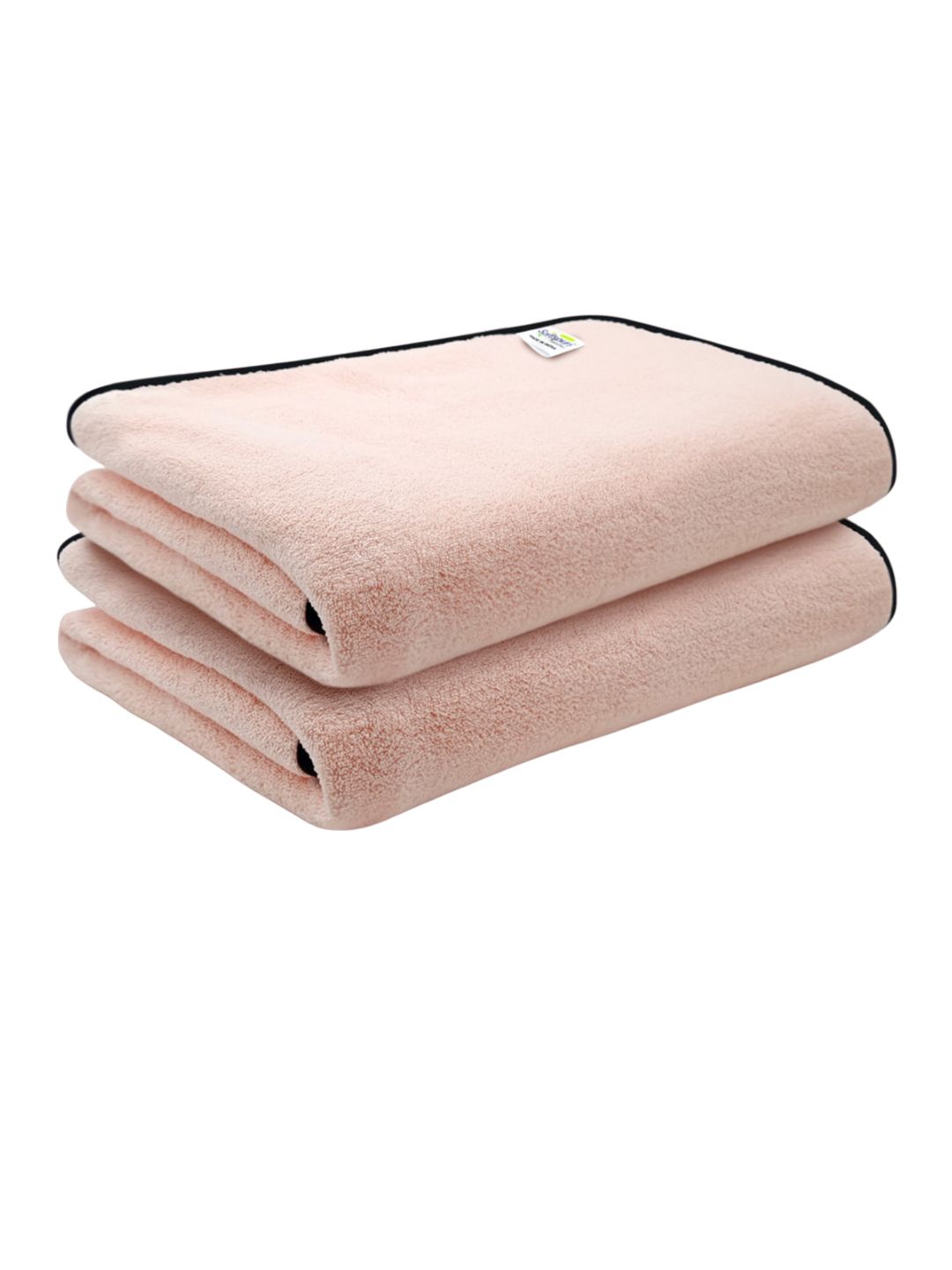 Softspun Microfiber Pink & Black 2 Pieces 300 GSM Anti-Bacterial Bath Towels
