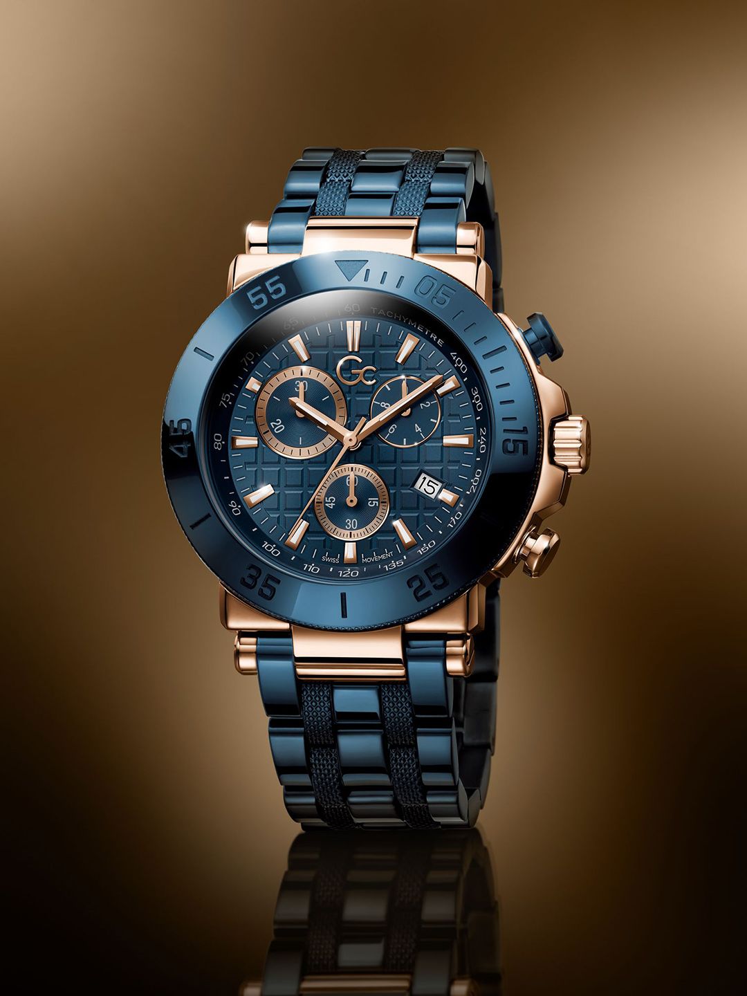 GC Guess Collection Round 44mm Blue Dial Analog Men Watch - Y70001G7MF