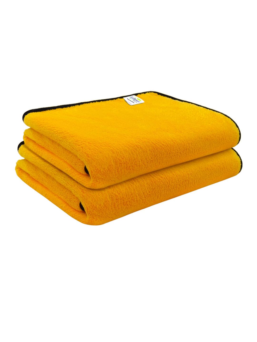Softspun Microfiber 2 Pcs Orange 280 GSM Quick Dry Bath Towels