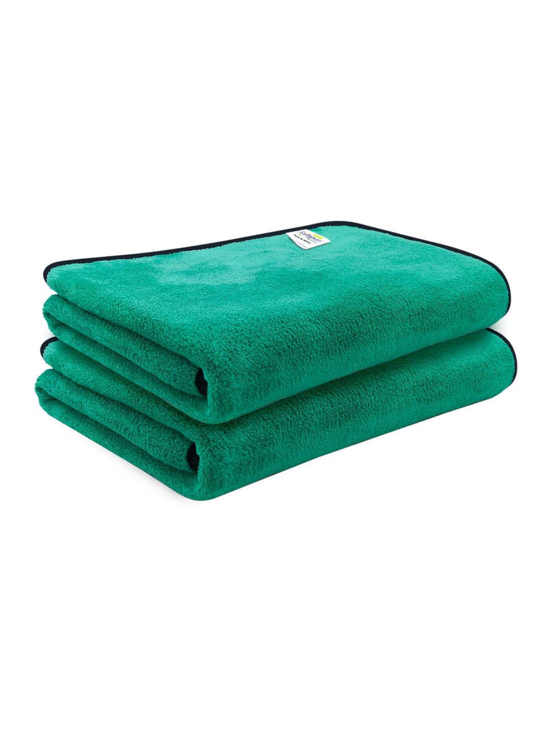 Softspun Microfiber 2 Pcs Green 280 GSM Quick Dry Bath Towels