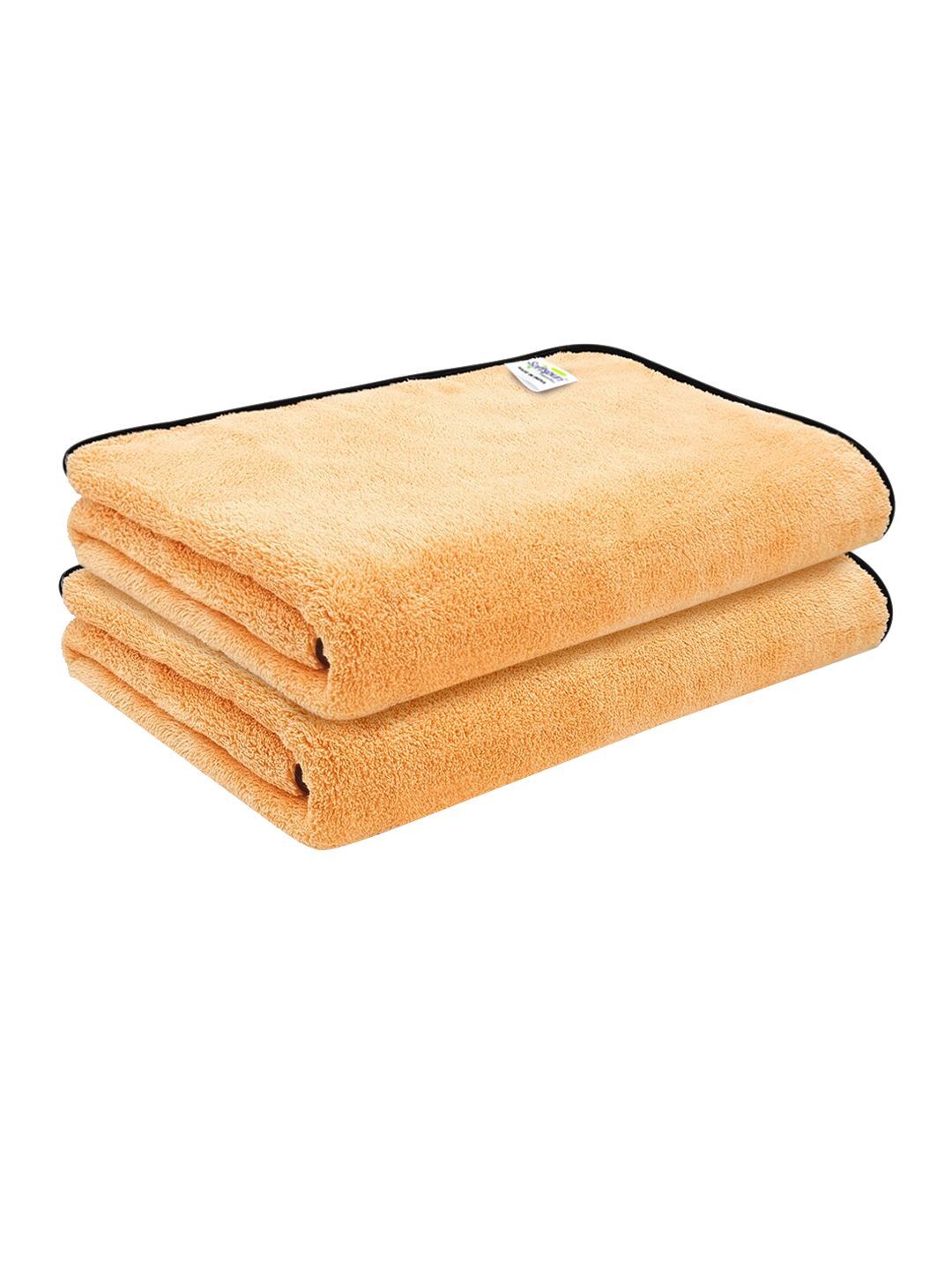 Softspun Microfiber Beige & Black 2 Pieces 300 GSM Reversible Bath Towels
