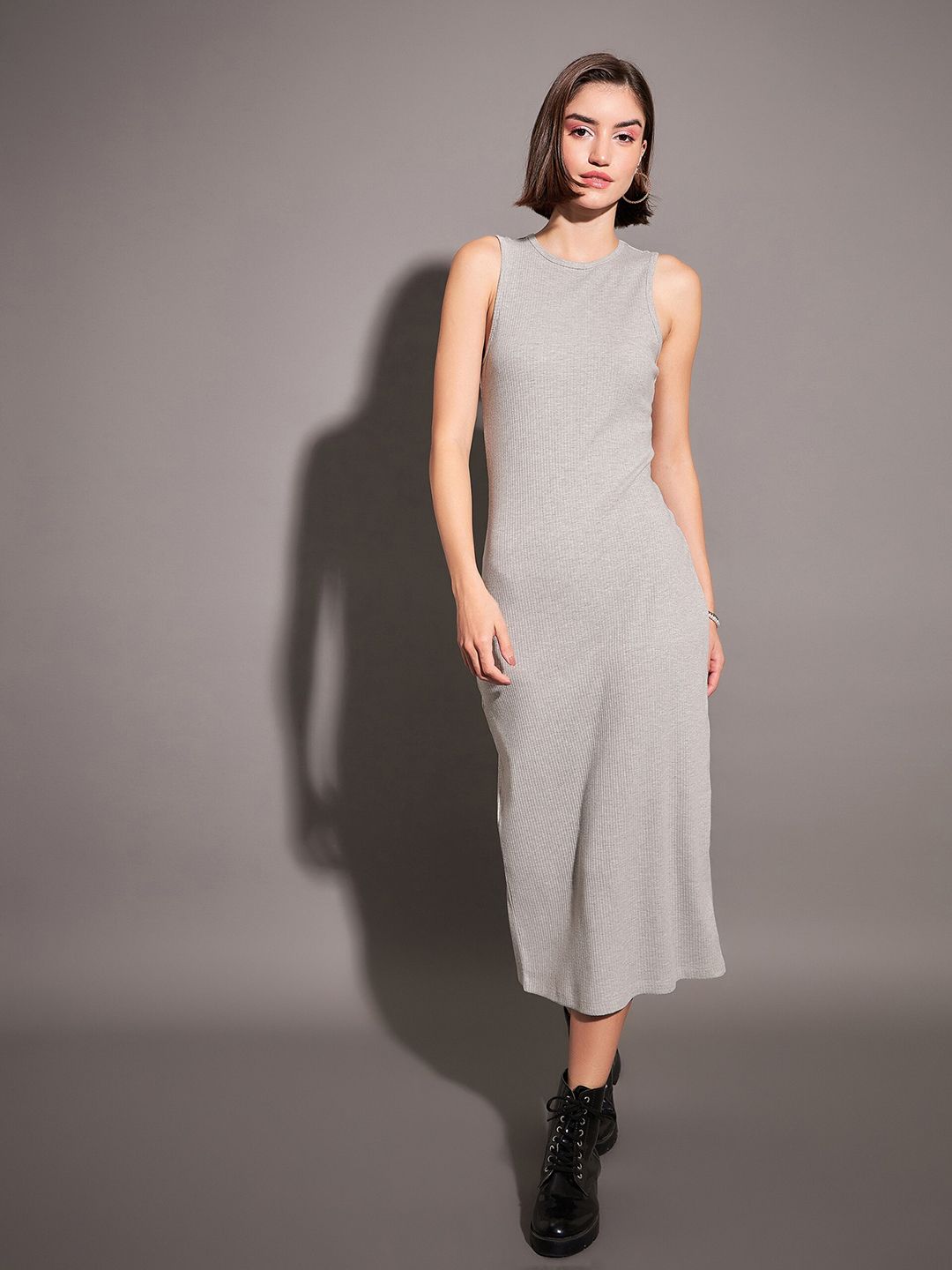 Buy SASSAFRAS Navy Blue Ribbed Sheath Midi Dress - Dresses for Women  25874454 | Myntra