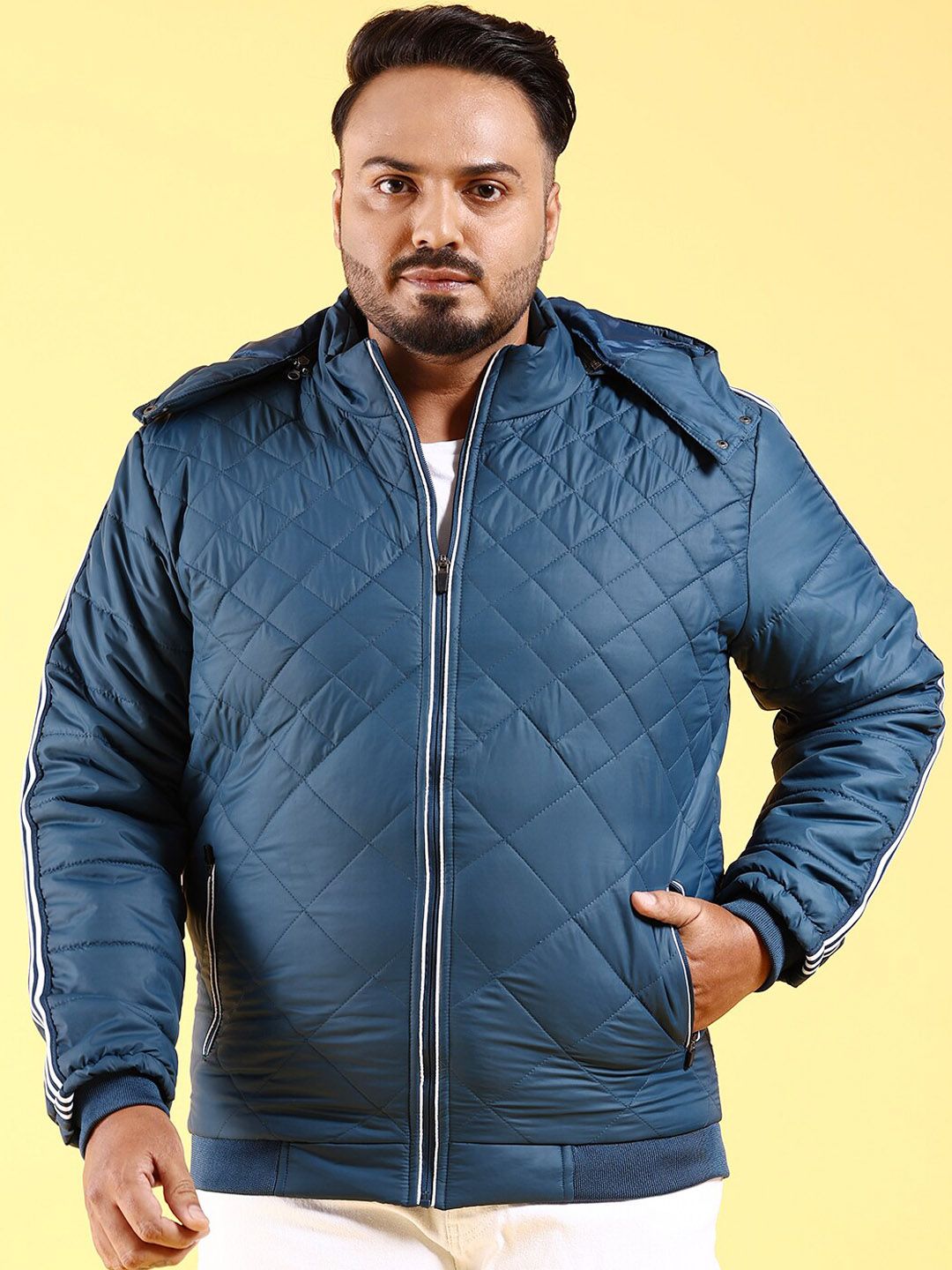 Hardsoda by The Indian Garage Co Plus Size Hooded Lightweight Quilted Jacket