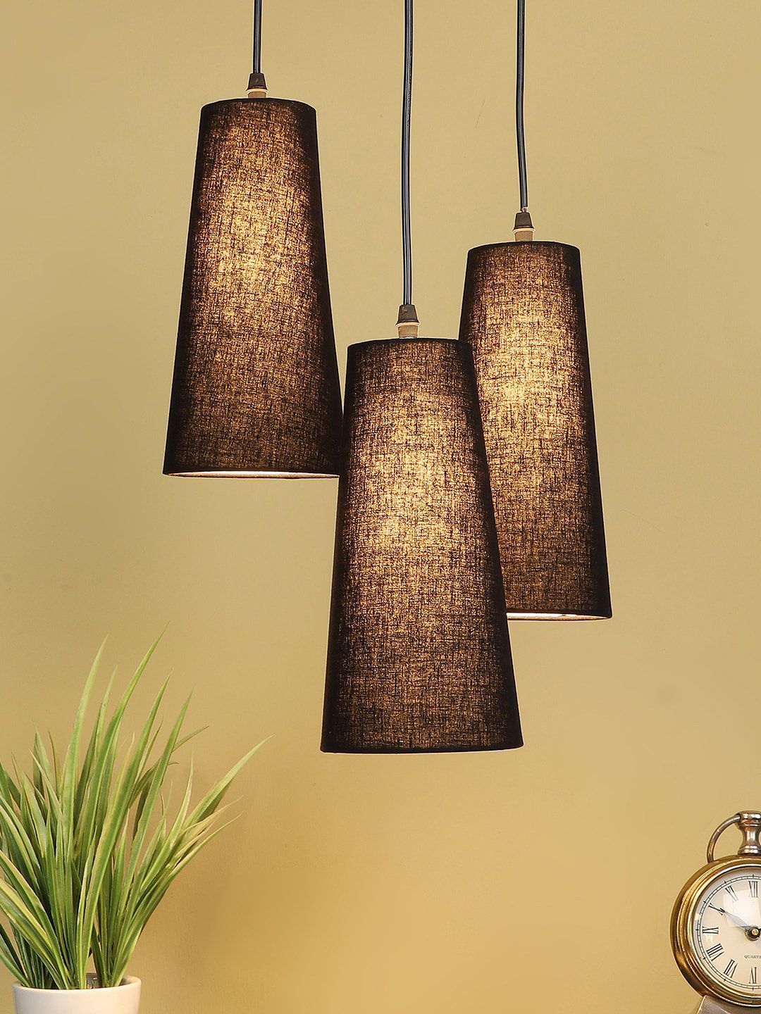 Devansh Black 3 Pieces Textured Ceiling Lamps