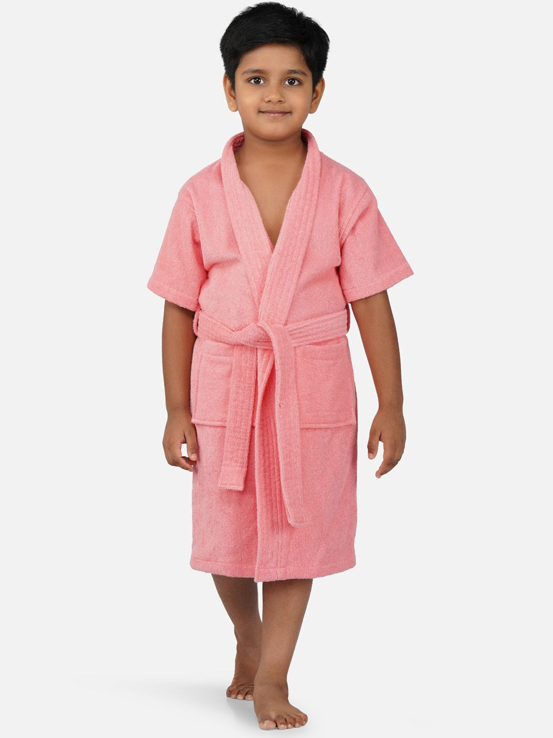 RANGOLI Kids Peach Pure Cotton Super Absorbent 400 GSM Bath Robe