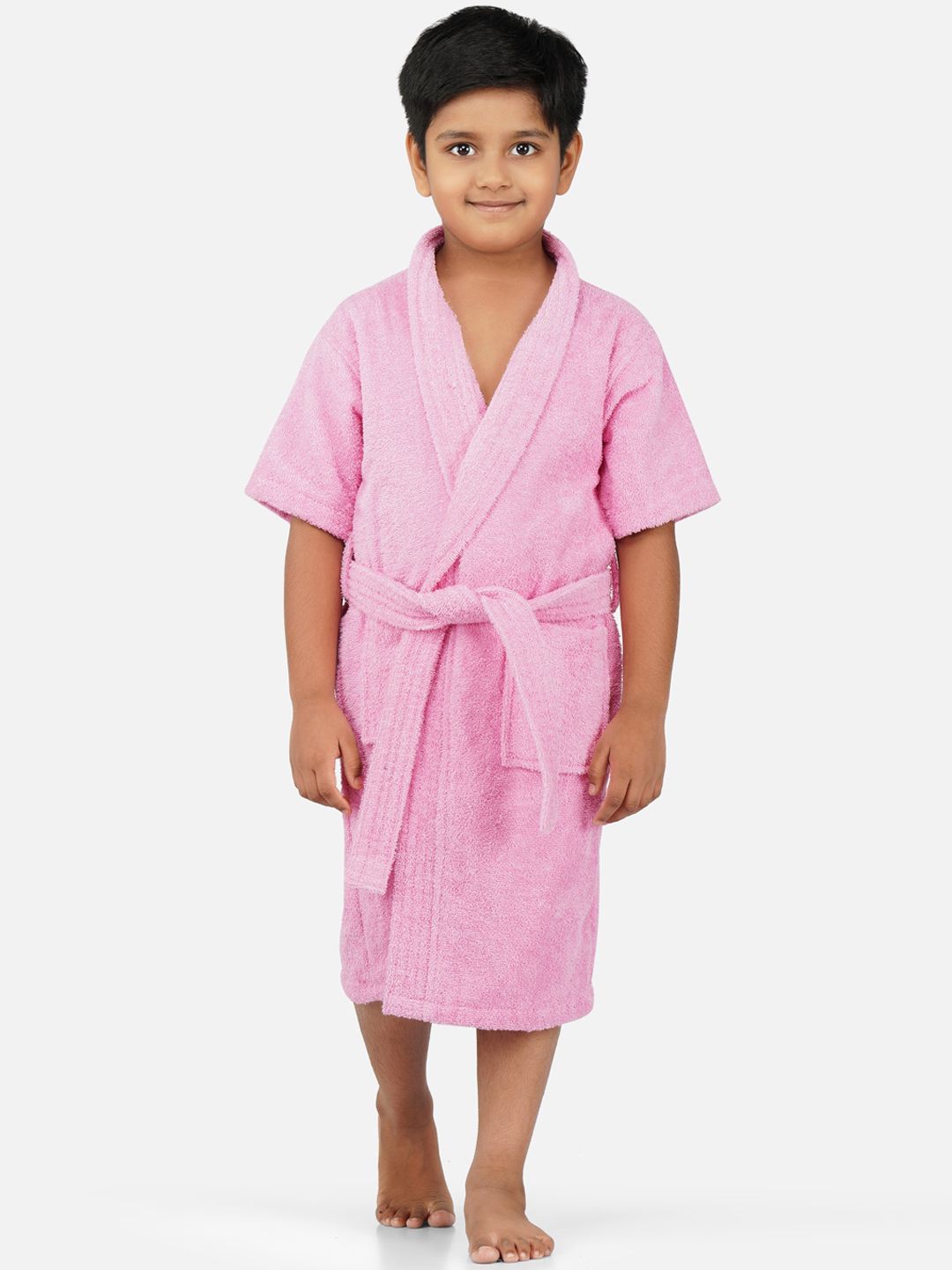 RANGOLI Kids Purple Shawl Collar Pure Cotton Super Absorbent 400 GSM Bath Robe
