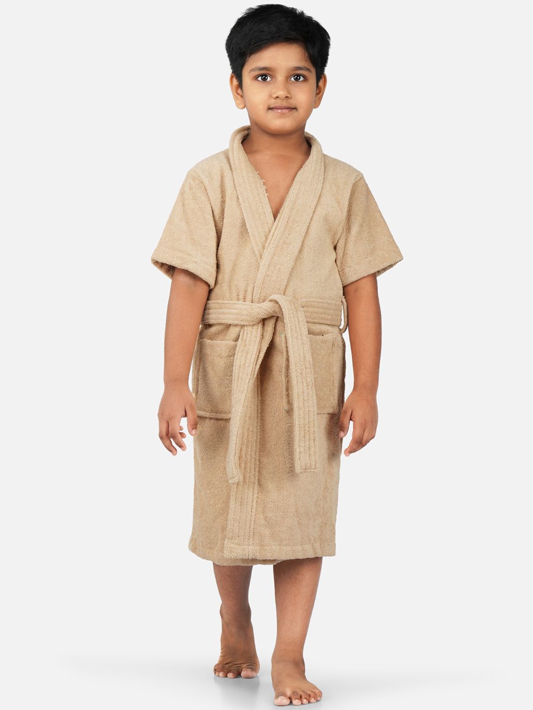 RANGOLI Kids Beige Pure Cotton Super Absorbent 400 GSM Bath Robe
