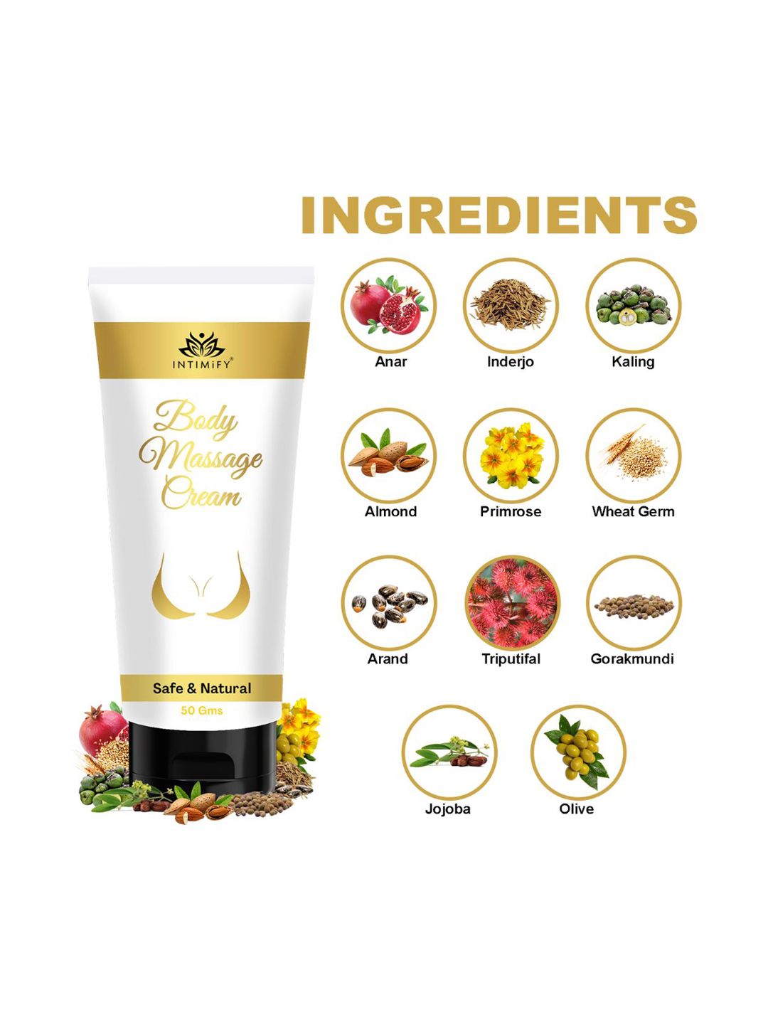 Buy INTIMIFY Body Massage Cream With Almond & Olive - 50g - Breast Firming  Gels and Creams for Women 25912010