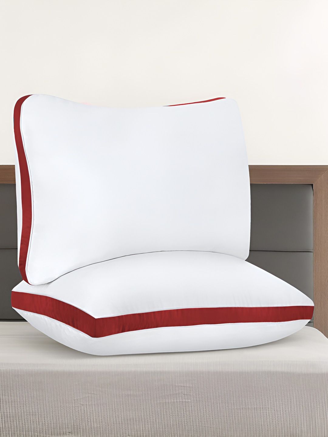Mom's Moon White Solid Polyester Breathable Set of 2 Medium Fibre Sleep Pillow-40.64 x 60.96 x 12.7 cm
