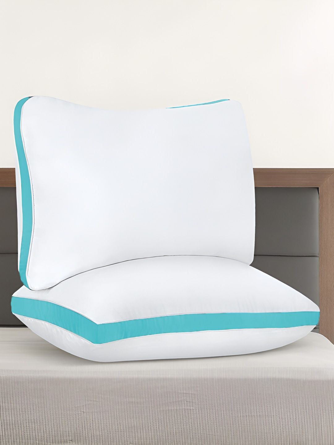 Mom's Moon White Solid Polyester Breathable Set of 2 Medium Fibre Sleep Pillow-40.64 x 60.96 x 12.7 cm