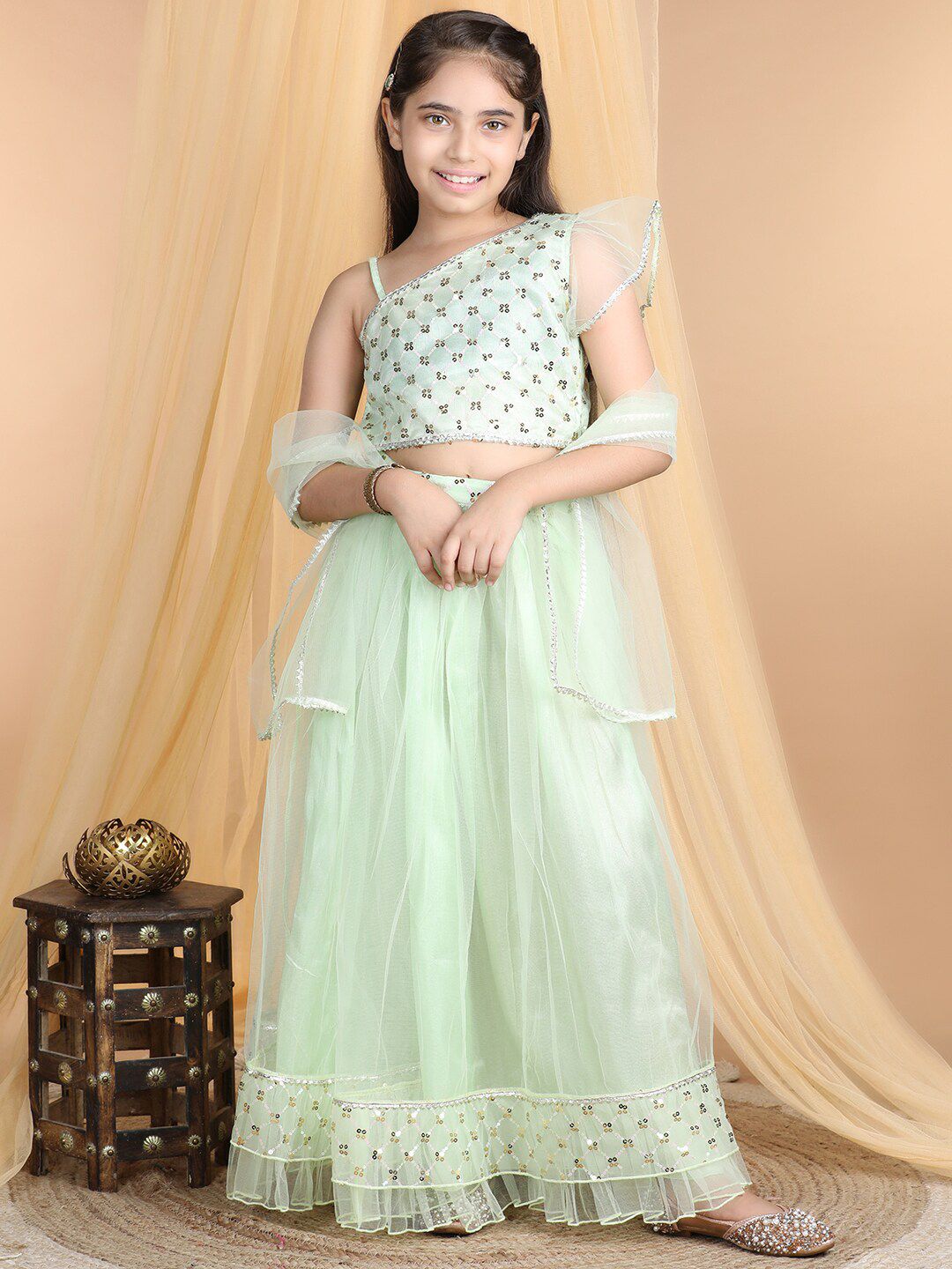 Cutiekins Girls Embroidered Ready to Wear Lehenga & Blouse With Dupatta Price in India