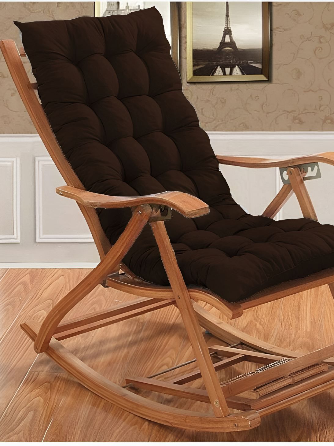 DADDY COOL Brown Rectangle Cotton Filled Rocking Chair Cushion