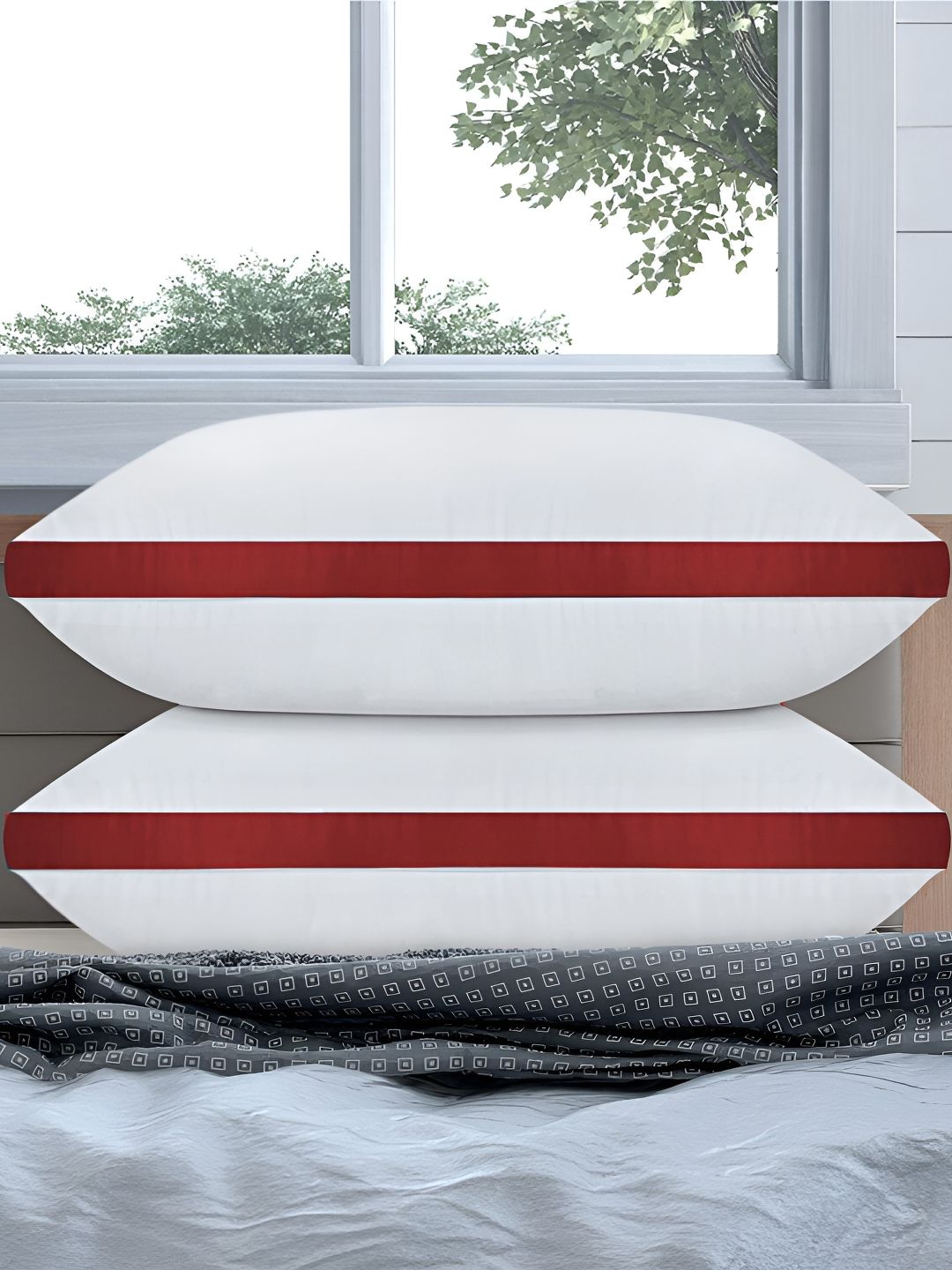 DADDY COOL White Solid Polyester Breathable Set of 2 Medium Fibre Sleep Pillow-40.64 x 60.96 x 17.78 cm