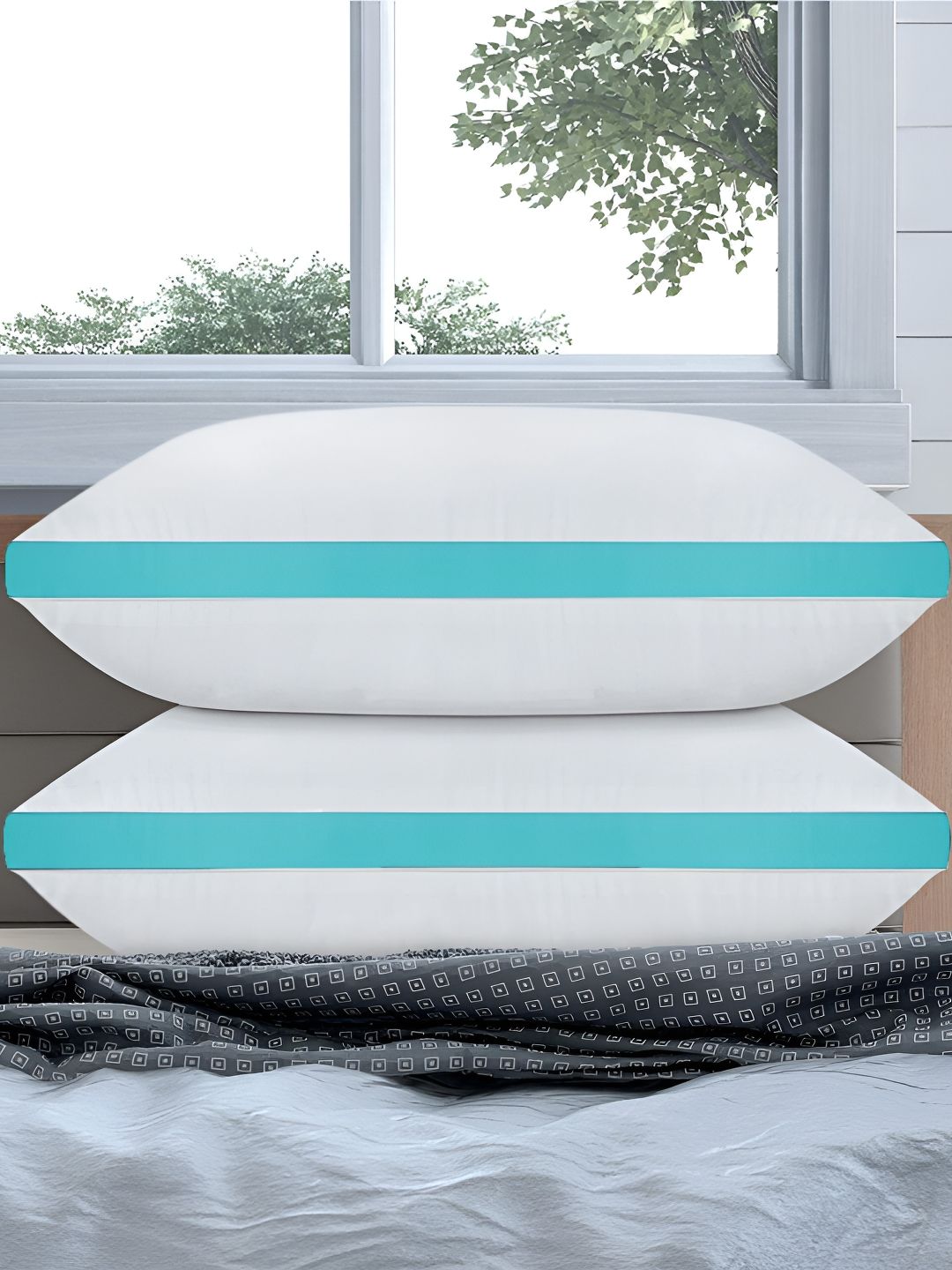 DADDY COOL White Solid Polyester Breathable Set of 2 Medium Fibre Sleep Pillow-40.64 x 60.96 x 12.7 cm