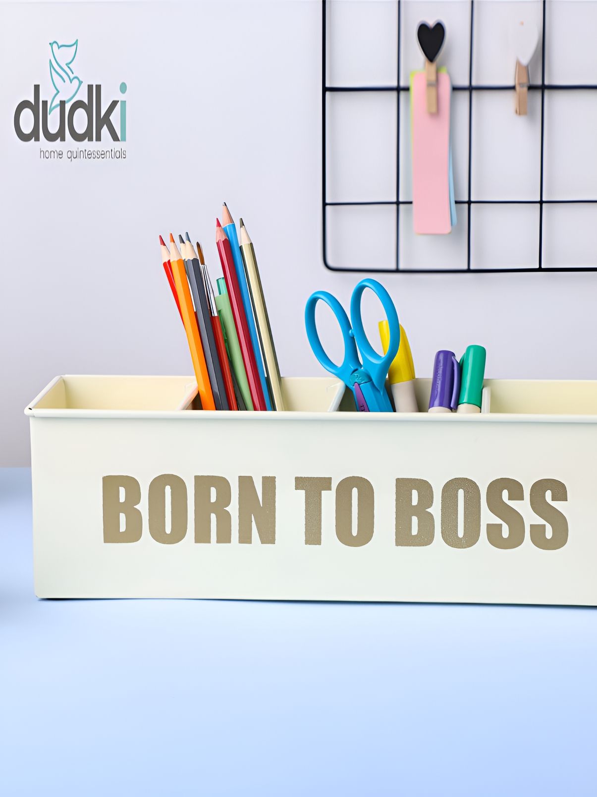 dudki Off White Crack Resistant Desk Organiser Organisers With 4 Compartments