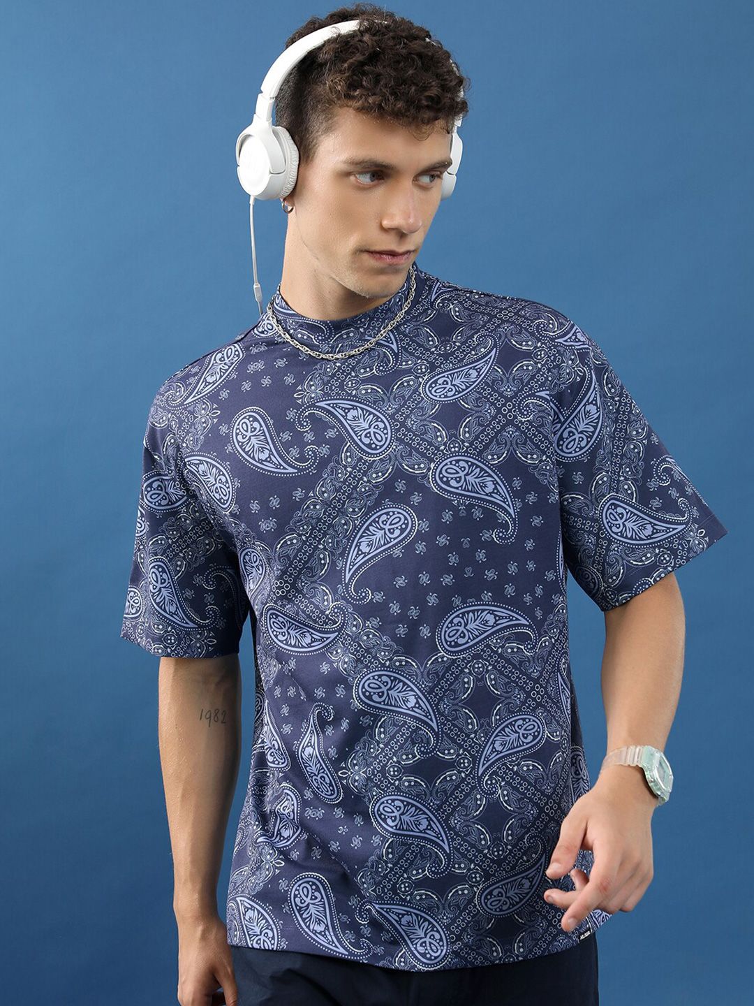 HIGHLANDER Unisex Abstract Printed Slim Fit T-shirt