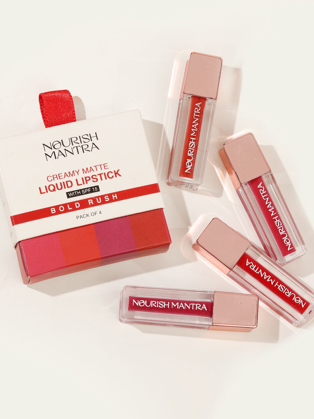 Nourish Mantra Set Of 4 Bold Rush Creamy Matte SPF 15 Liquid Lipstick 1.2ml Each