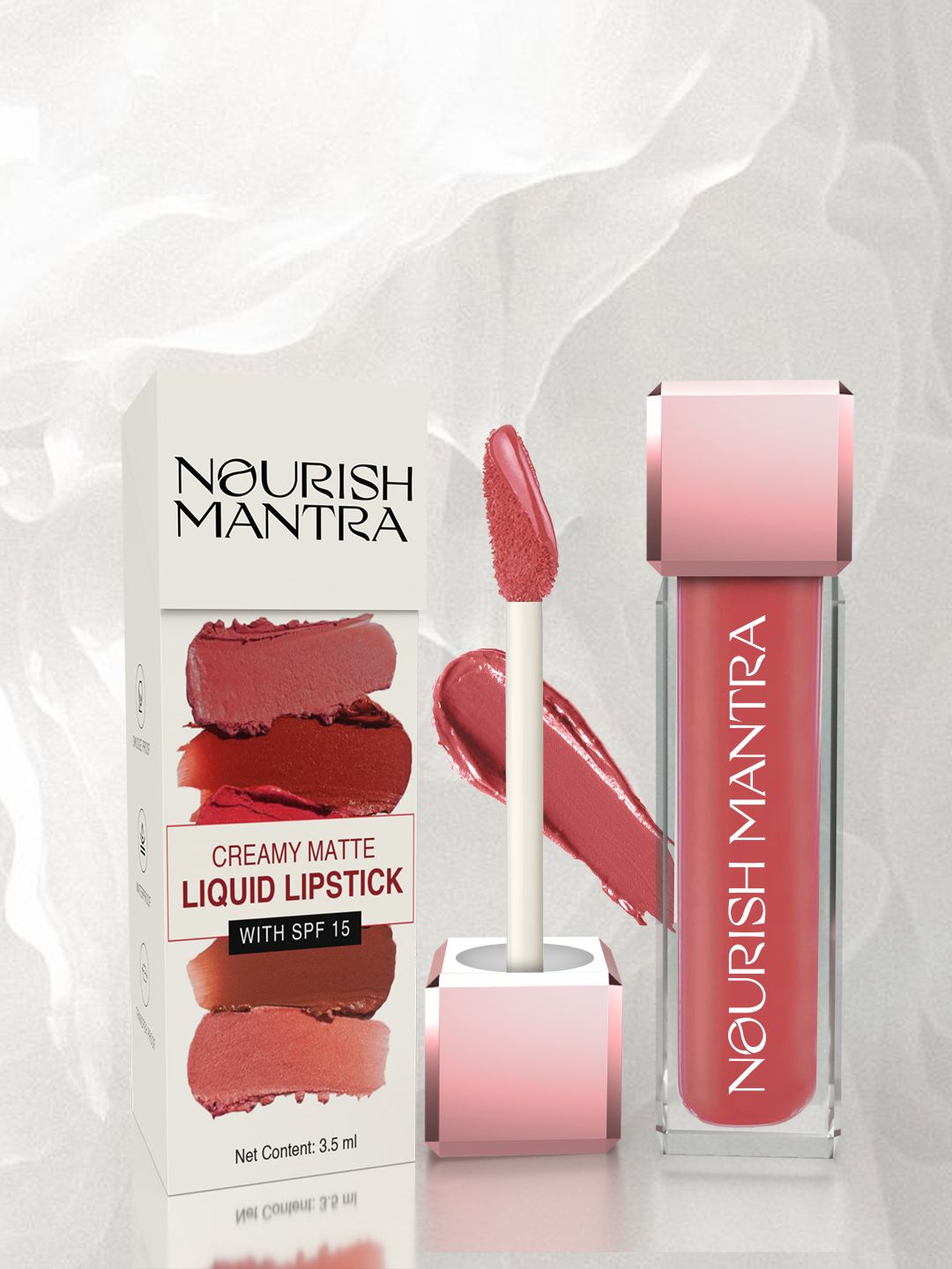 Nourish Mantra Creamy Matte Liquid Lipstick With SPF - 3.5ml -Tedha Medha Hazelnut