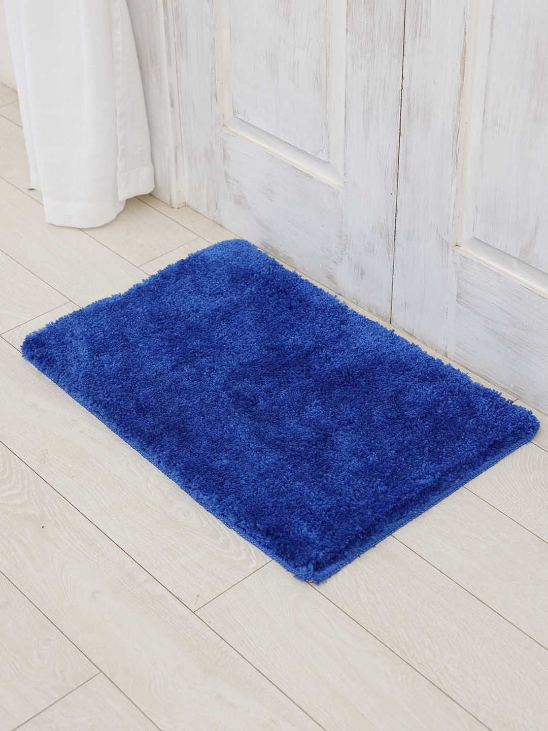 Ariana Navy Blue Rectangular Microfiber 1600GSM Anti Skid Bath Rug