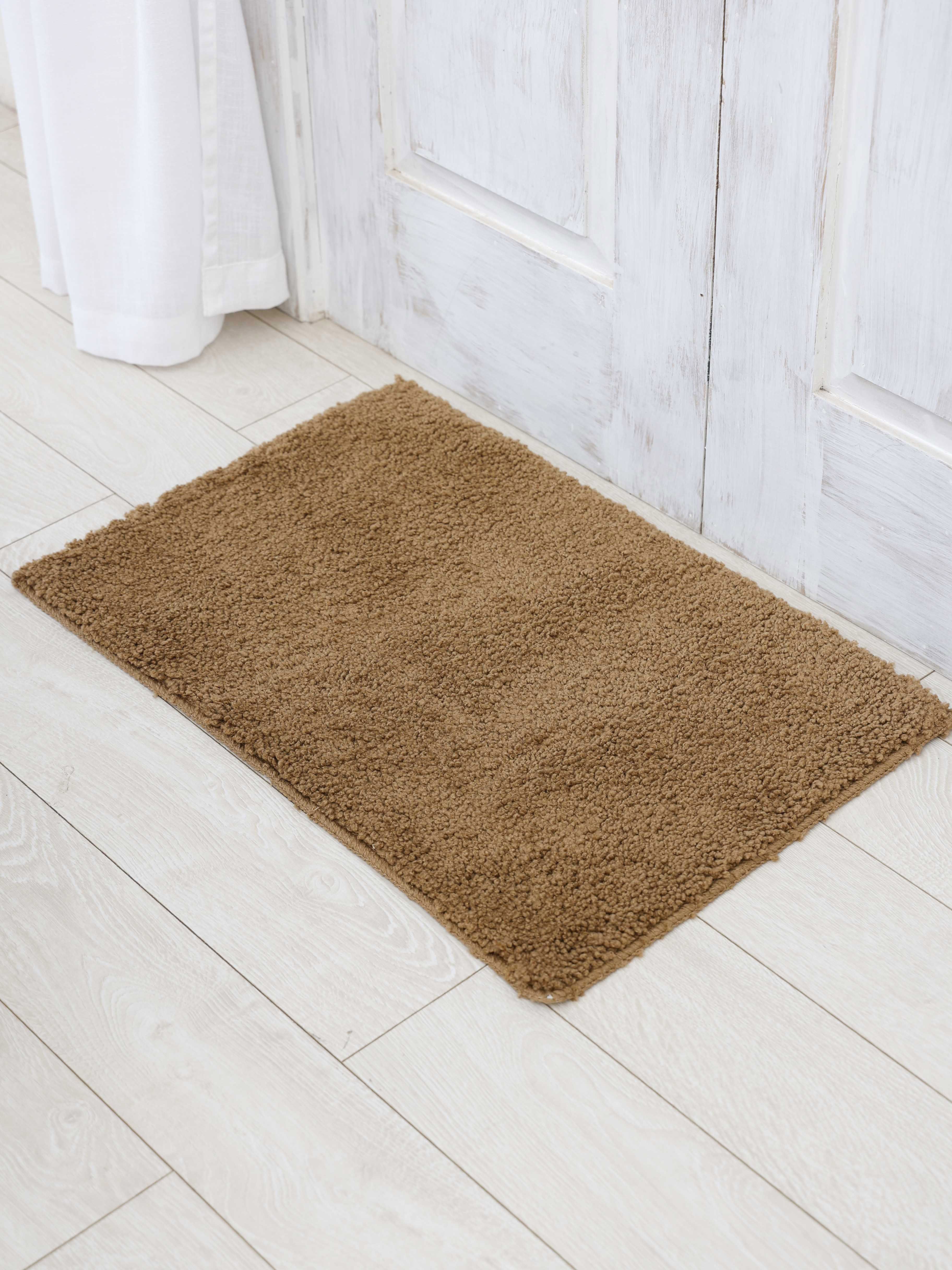 Ariana Beige Rectangular Microfiber 1600 GSM Anti Skid Bath Rug