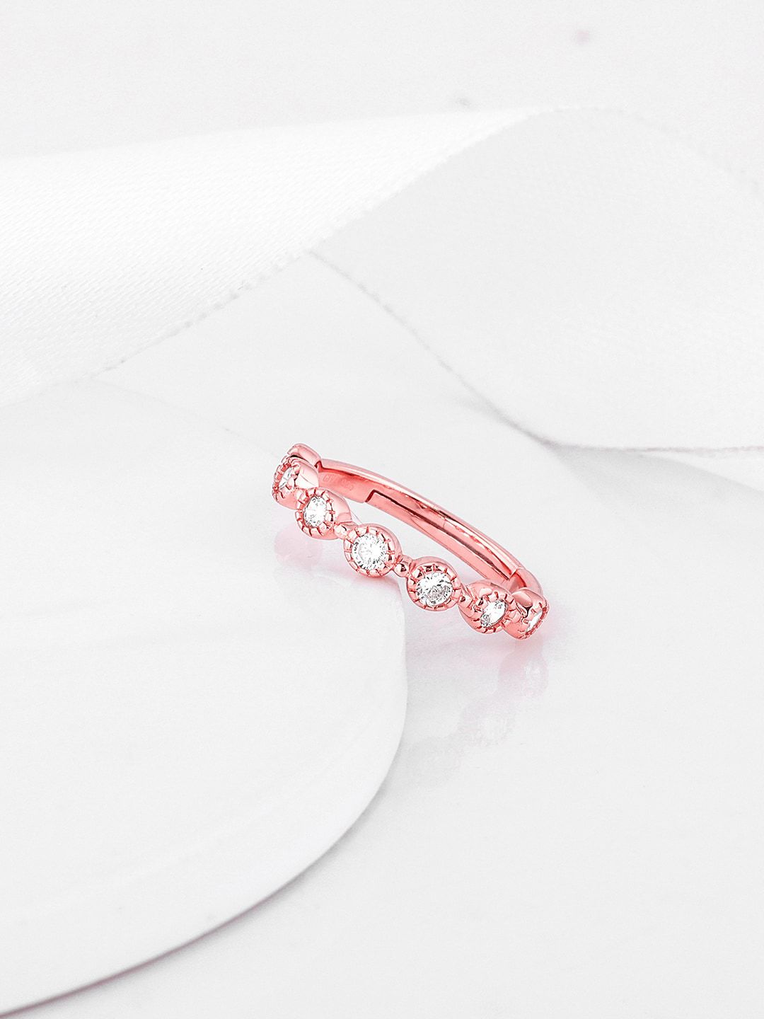 GIVA GIVA 925 Sterling Silver Rose Gold-Plated Zircon-Studded Melange Finger Ring