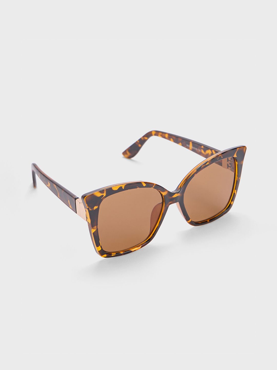 20Dresses Women Brown Animal Printed Oversized Acrylic Cat Eye Sunglasses SG010987