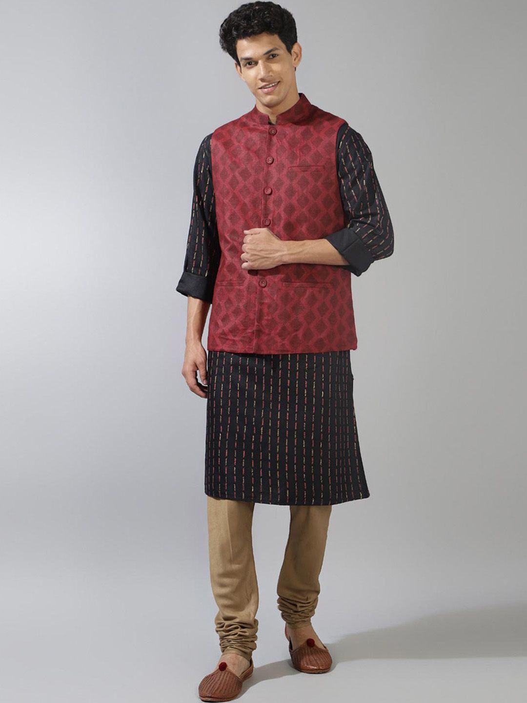 Fabindia Geometric Printed Nehru Jacket