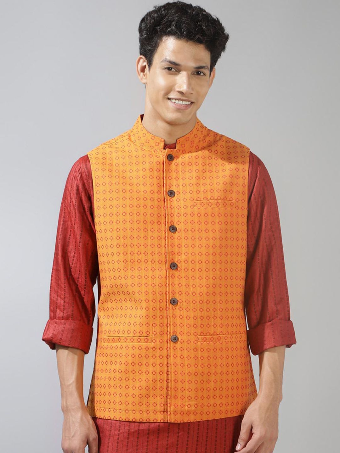 Fabindia Printed Cotton Nehru Jacket