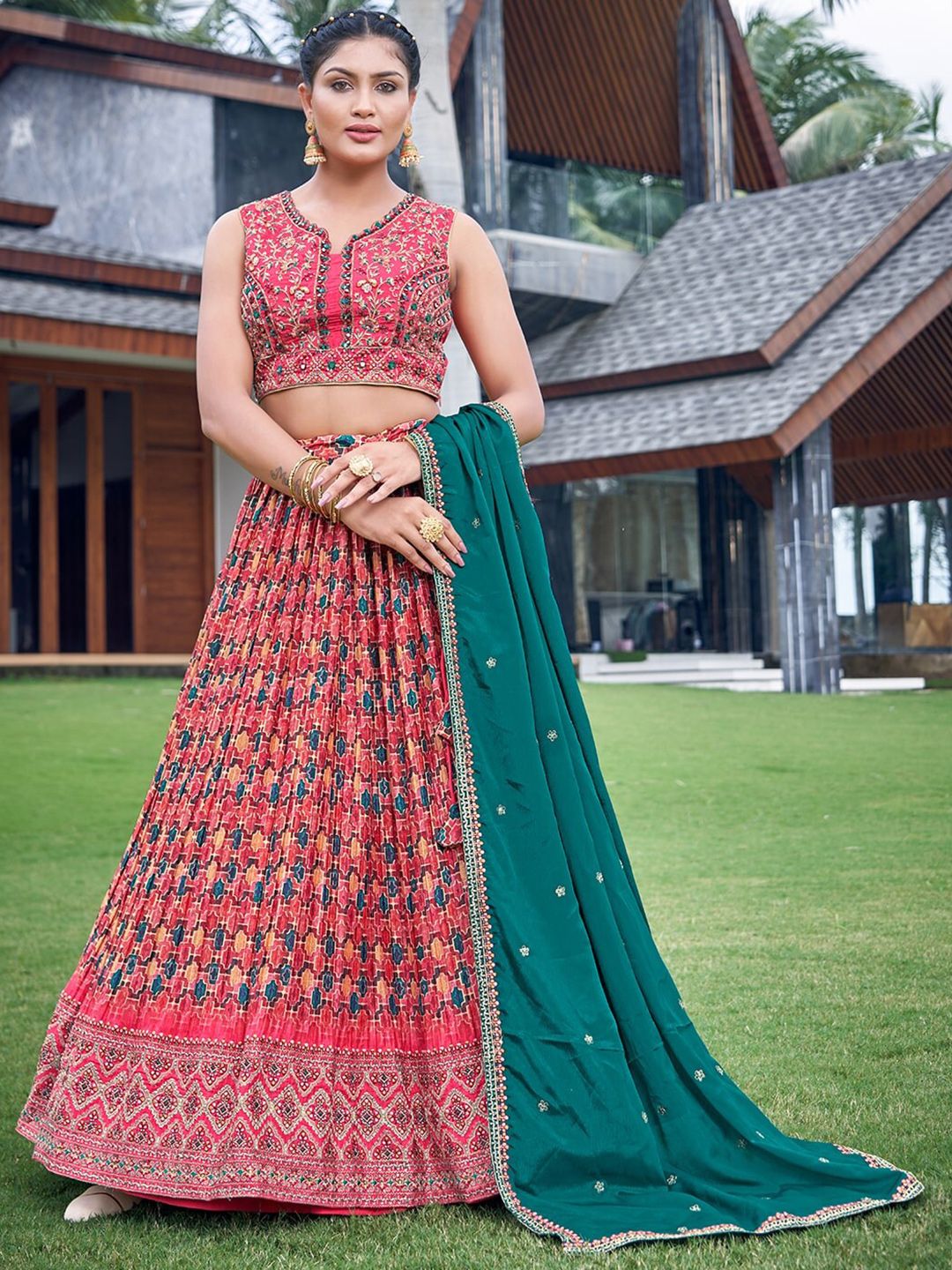 CHANSI Embroidered Ready to Wear Lehenga & Blouse With Dupatta Price in India