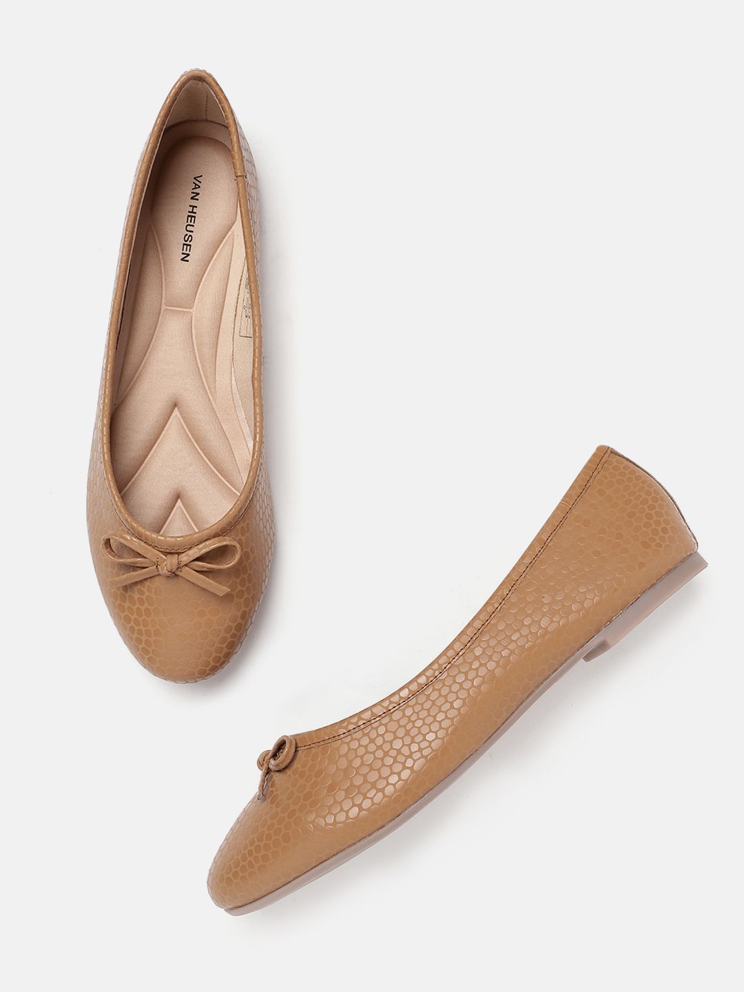 Van Heusen Women Textured Ballerinas With Bows Detail