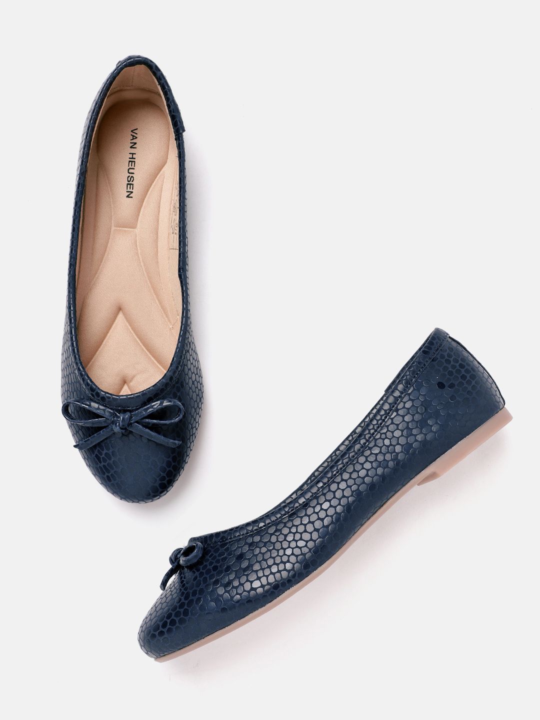 Van Heusen Woman Snakeskin Textured Ballerinas With Bow Detail